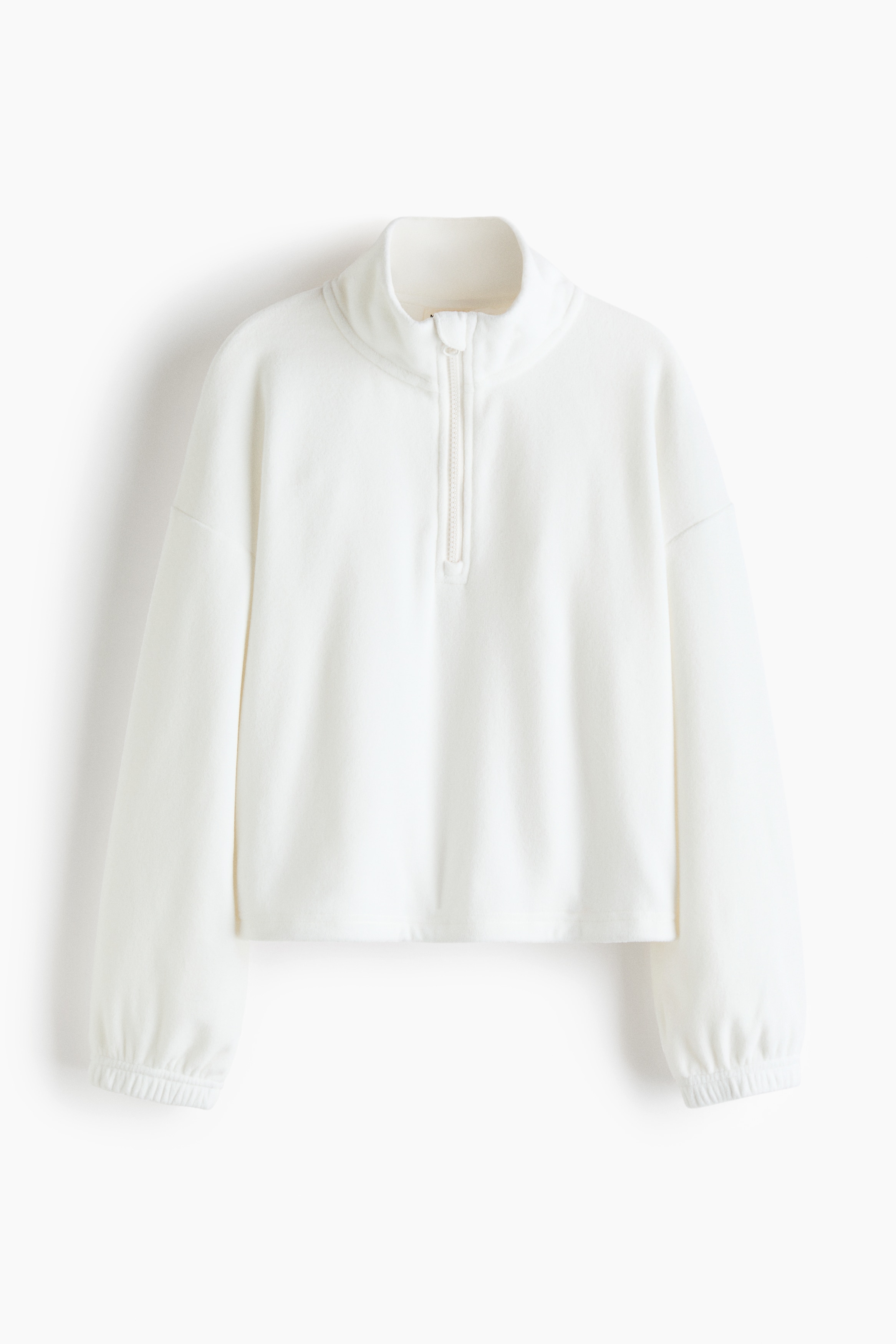 Fleece-Sportshirt mit Kurzreissverschluss - Weiss/Hellblau