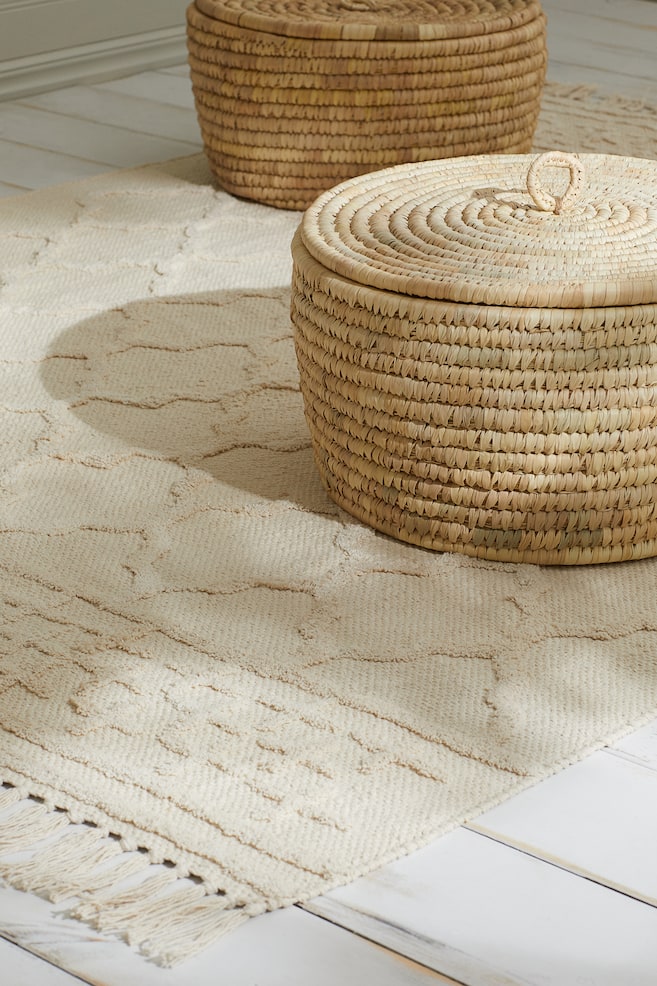 Tasselled cotton rug - Natural white - 2