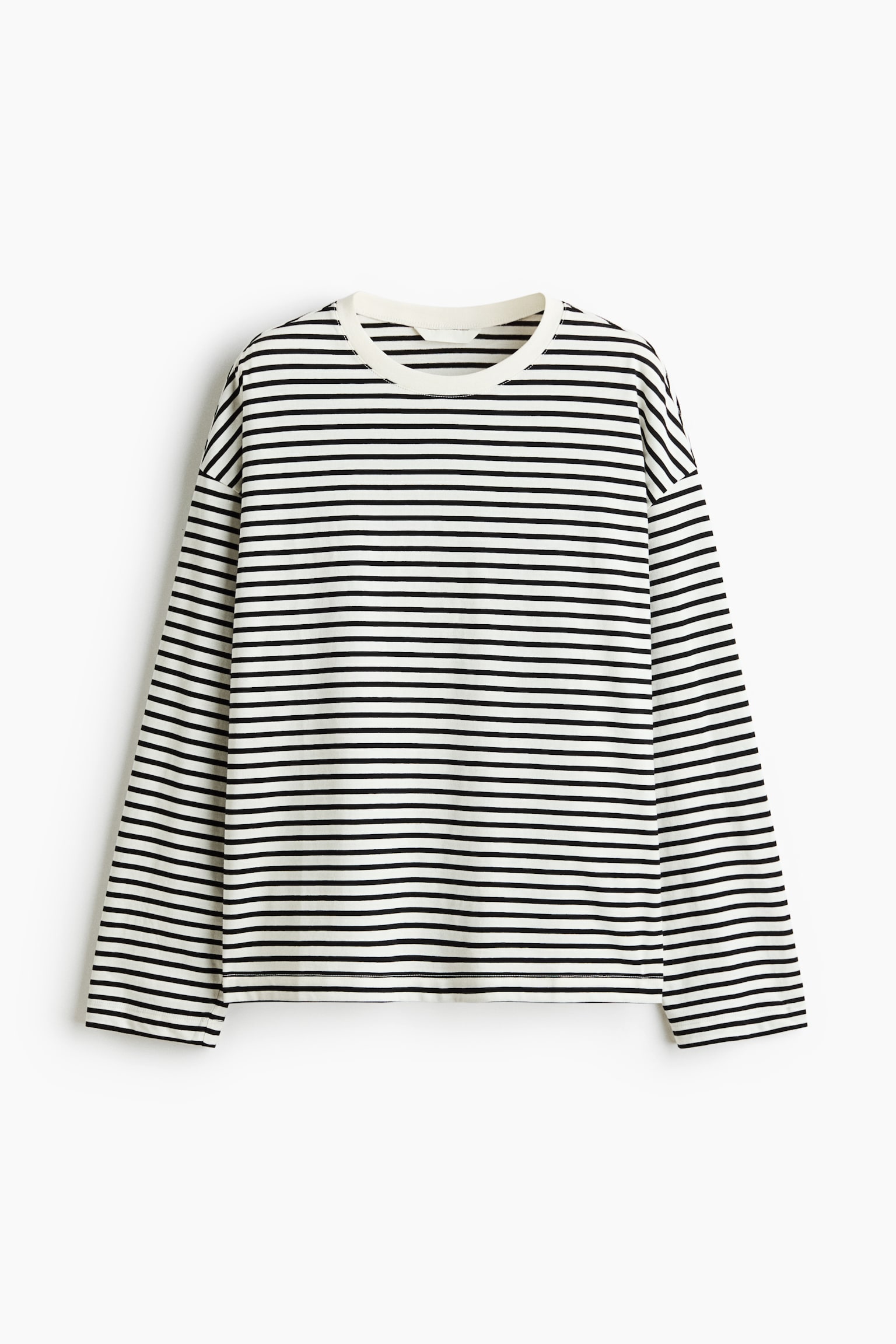 Long-sleeved cotton top - Black/White striped/Light pink/Striped/Green/Striped/Light grey marl/Striped - 1