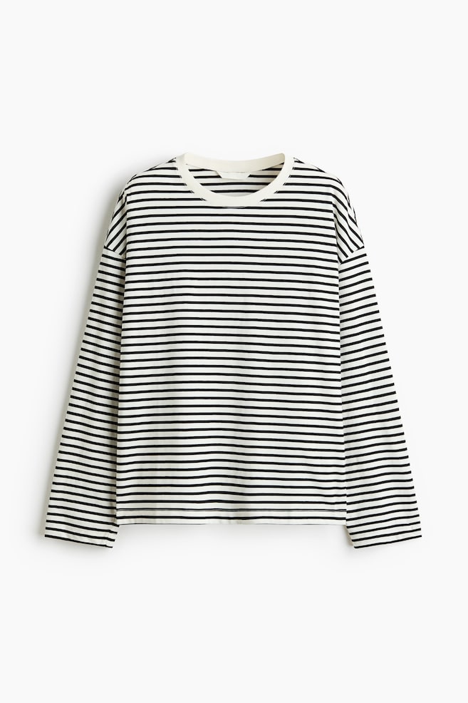 Maglia in cotone a maniche lunghe - Nero/bianco righe/Rosa chiaro/righe - 1