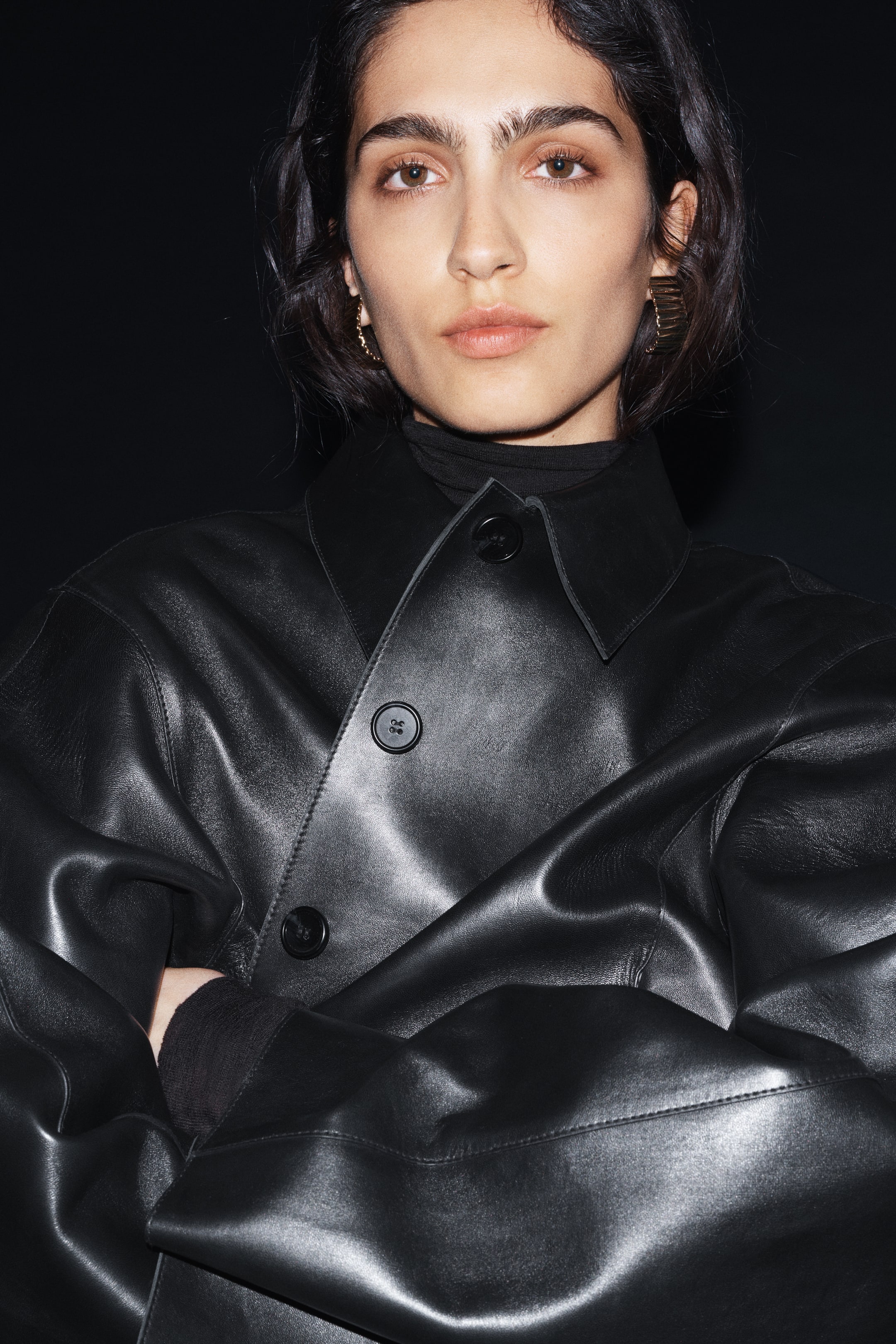 Leather Jacket with Collar