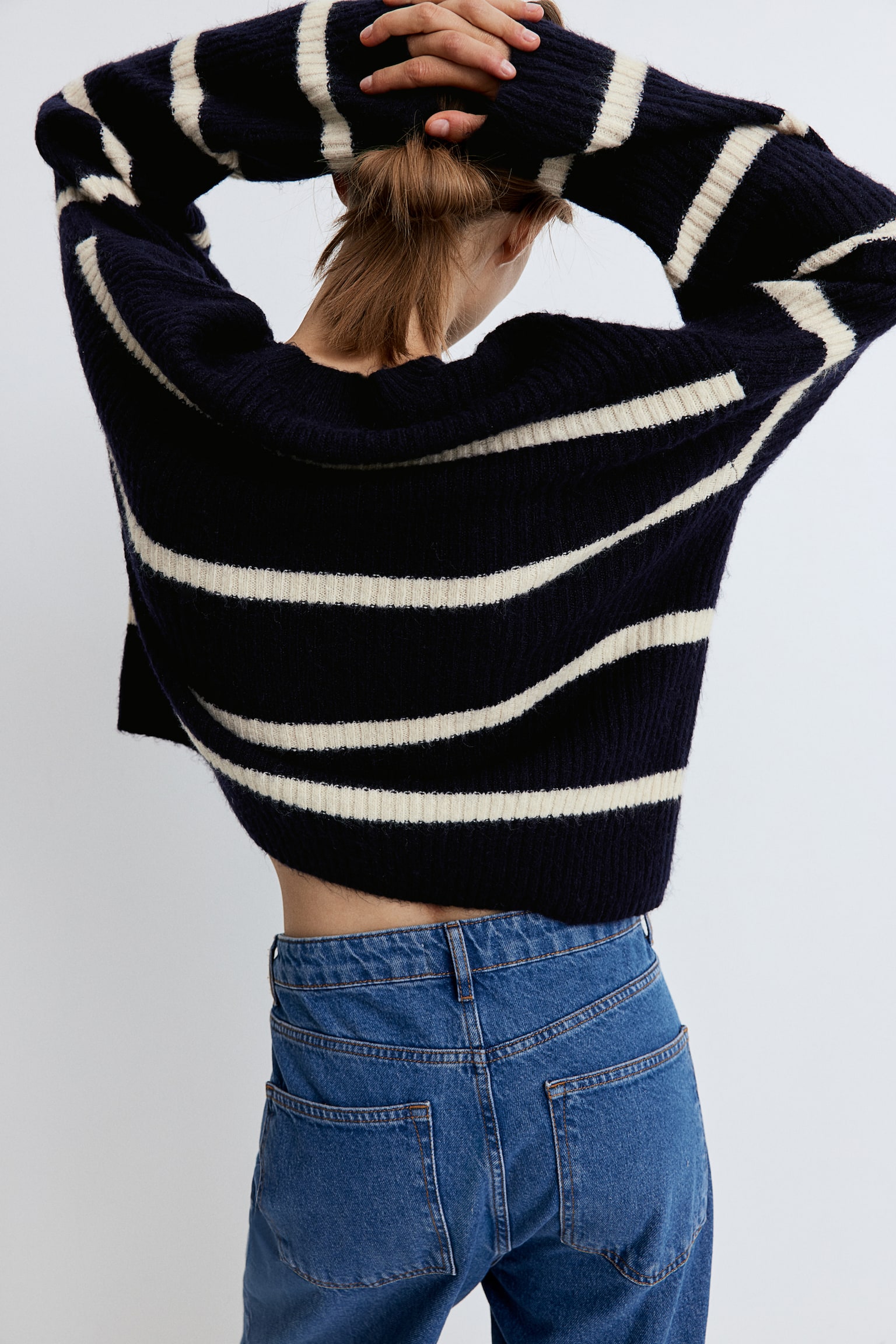 Rib-knit jumper - Navy blue/Striped/Light khaki green/Cream/Cream/Dark grey marl/Beige marl/Light beige/Striped/Light beige marl - 7