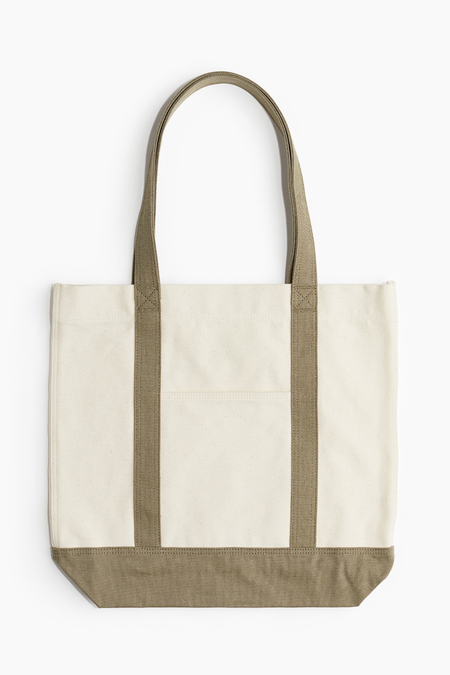 Canvas shopper - Natural white/Khaki green/Natural white - 1