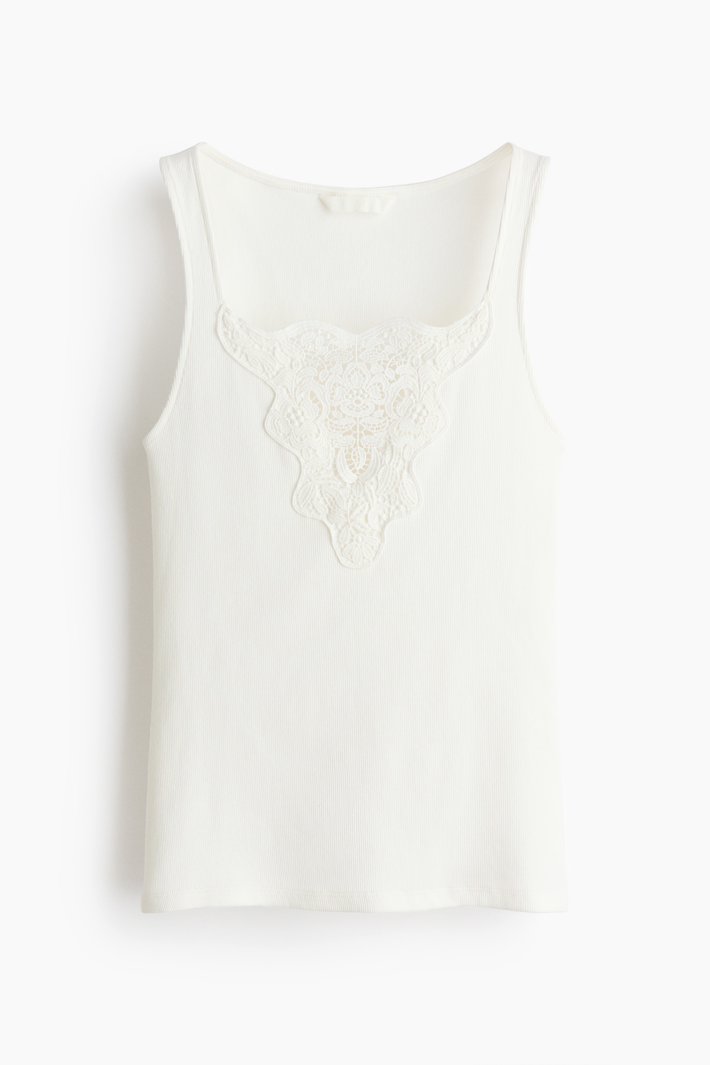 Lace-detail top - White/Light blue/Black