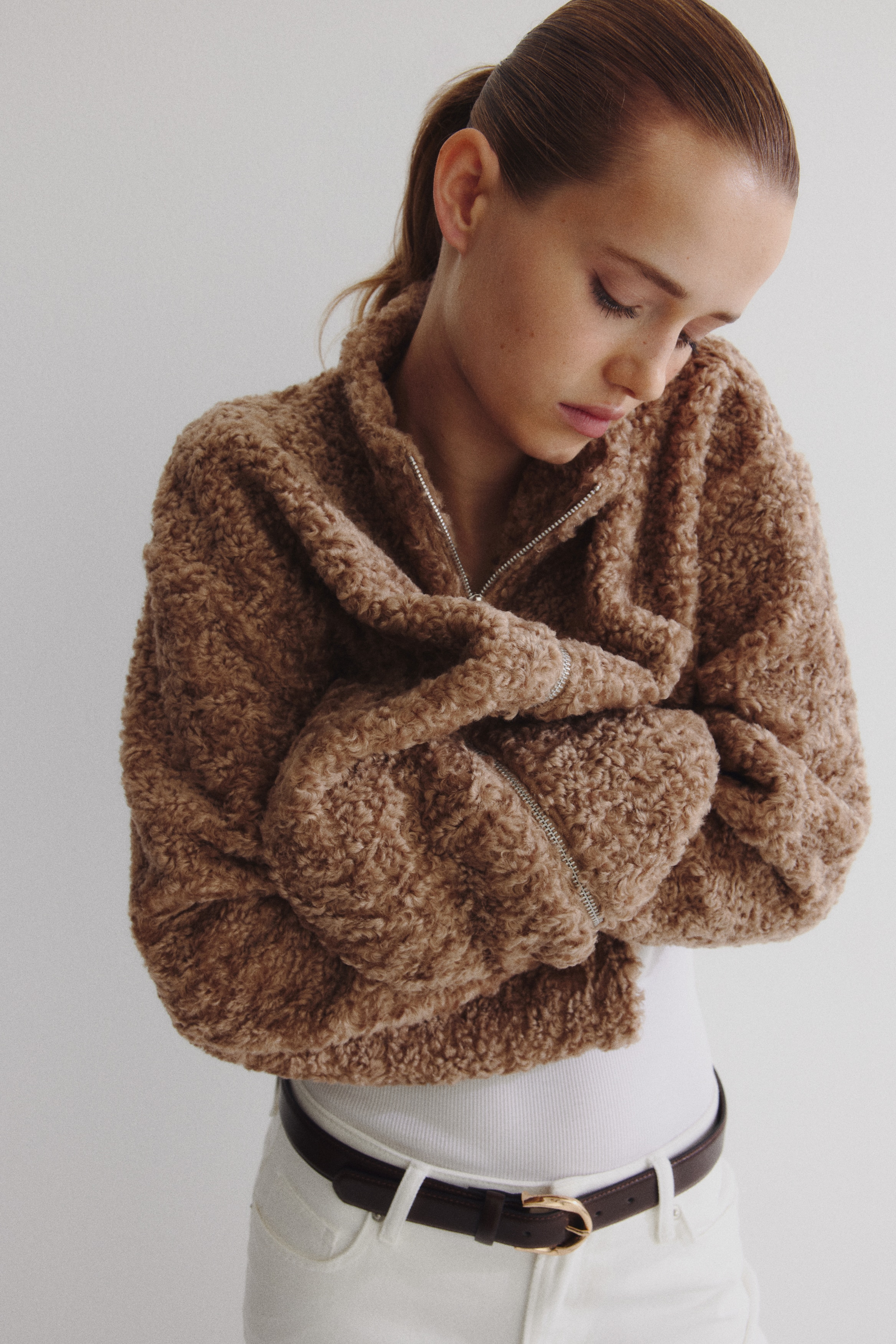 Oversized teddy jacket