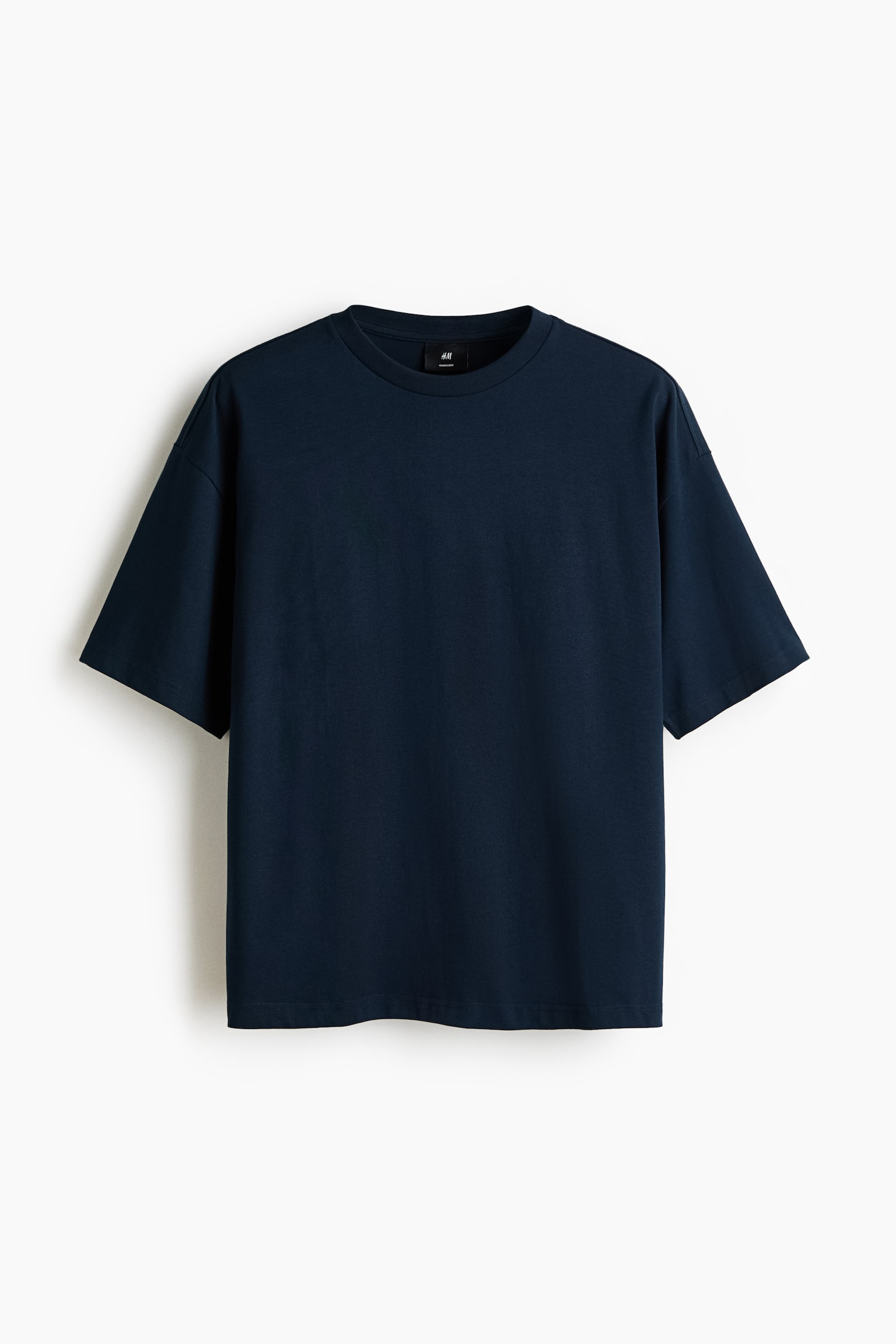 T-shirt Oversized Fit en coton - Bleu marine/Blanc/Vert kaki foncé/Gris clair chiné/Violet clair/Noir/Abricot ancien/Marron/Crème/rayé