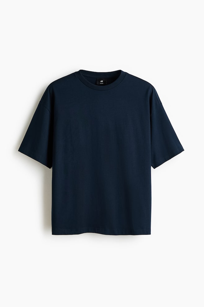 Oversized Cotton T-Shirt - Navy blue/Black/Dark khaki green/Light gray/White/Brown/Light purple/Light gray melange/Blue - 1