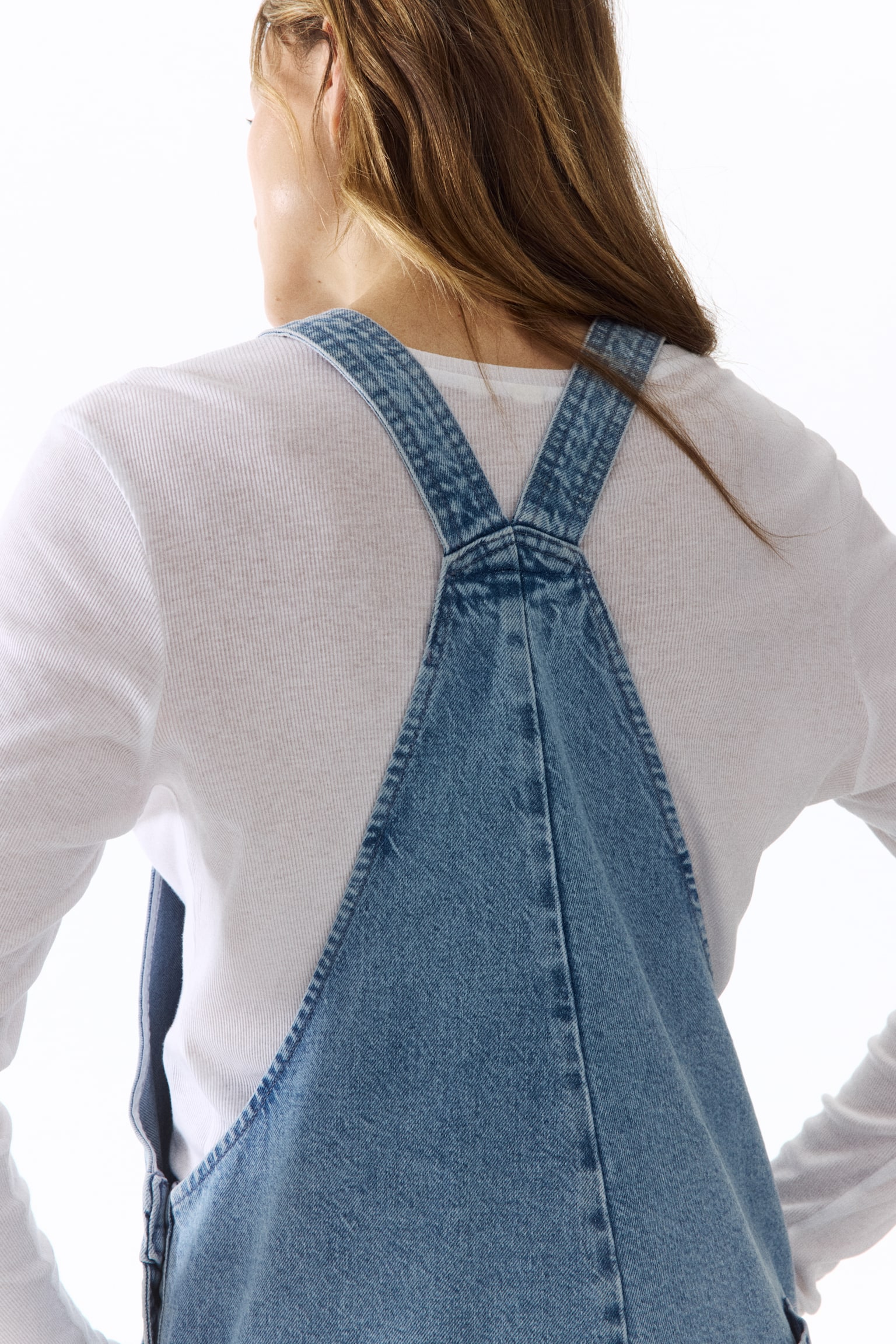 MAMA Dungaree shorts - Light denim blue/Denim blue/Pinstriped - 3