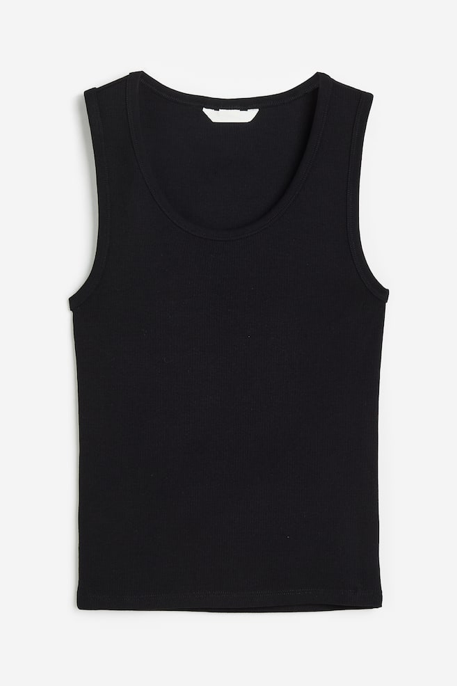 Ribbed vest top - Black/White/Dark grey - 2