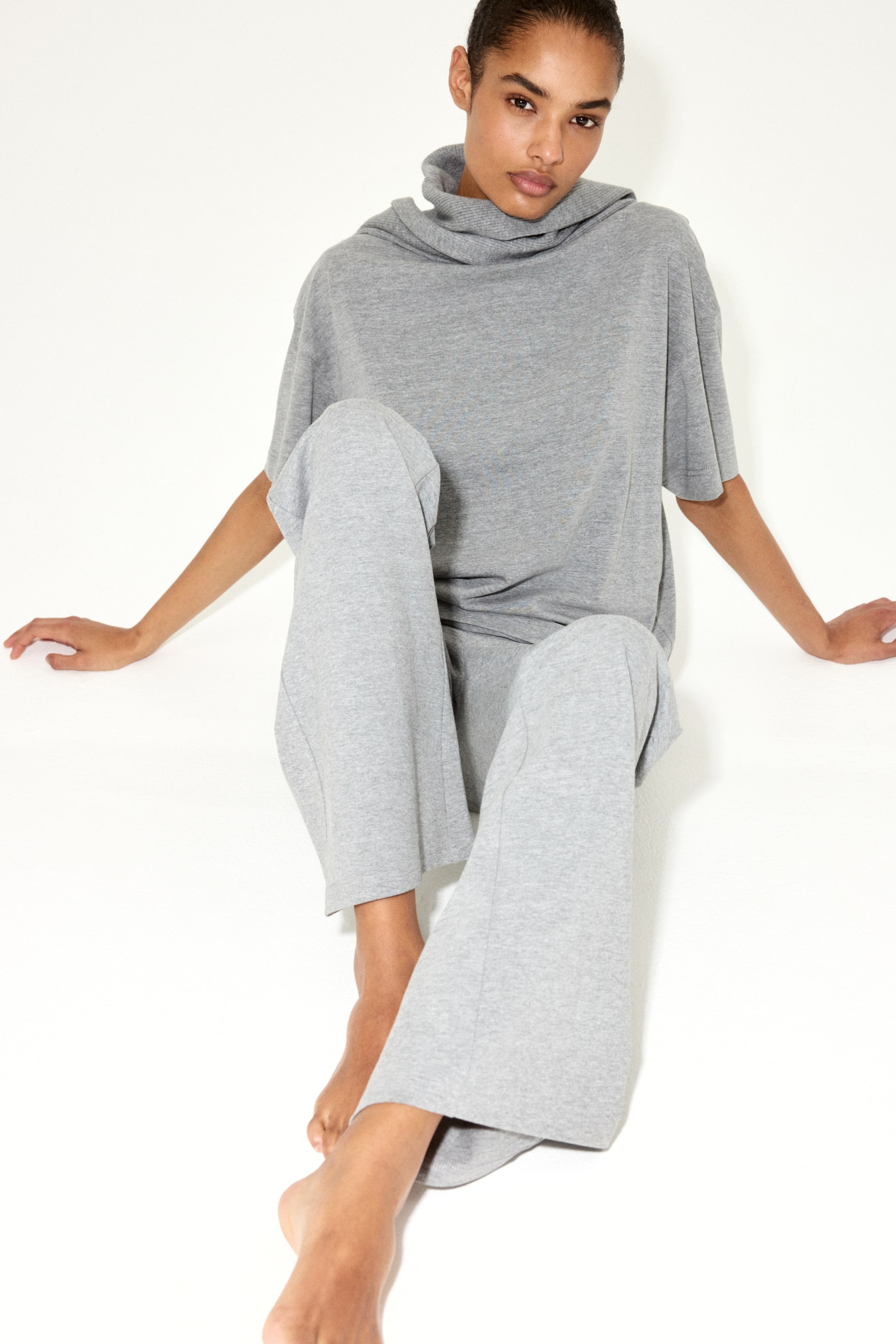 Foldover-Waist Cotton Pants