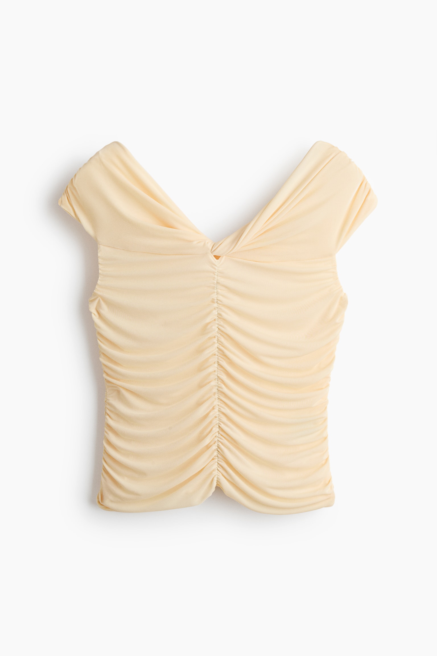 Camisola franzida com ombros descobertos - Amarelo - 1
