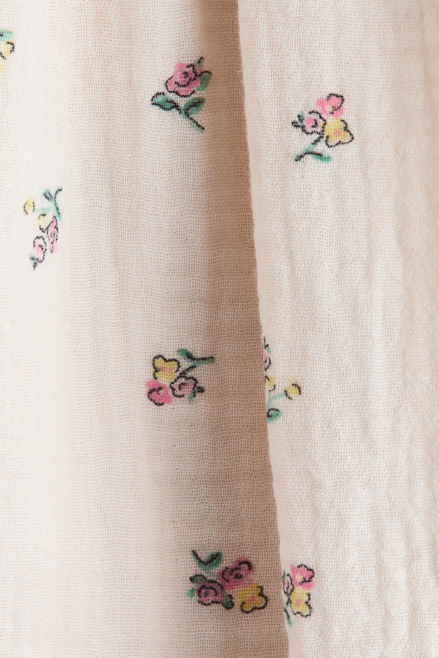 Haljina od pamučnog muslina - Krem/cvetni dezen/Svetloružičasta - 2