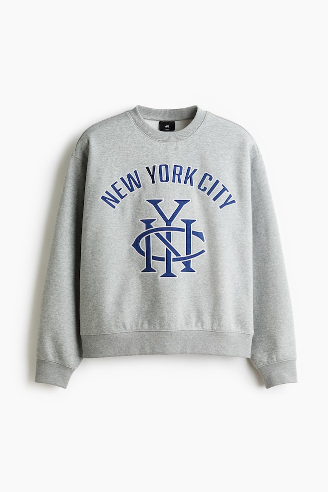 Loose Fit Printed sweatshirt - Grey marl/New York City/Navy blue/NYC - 1