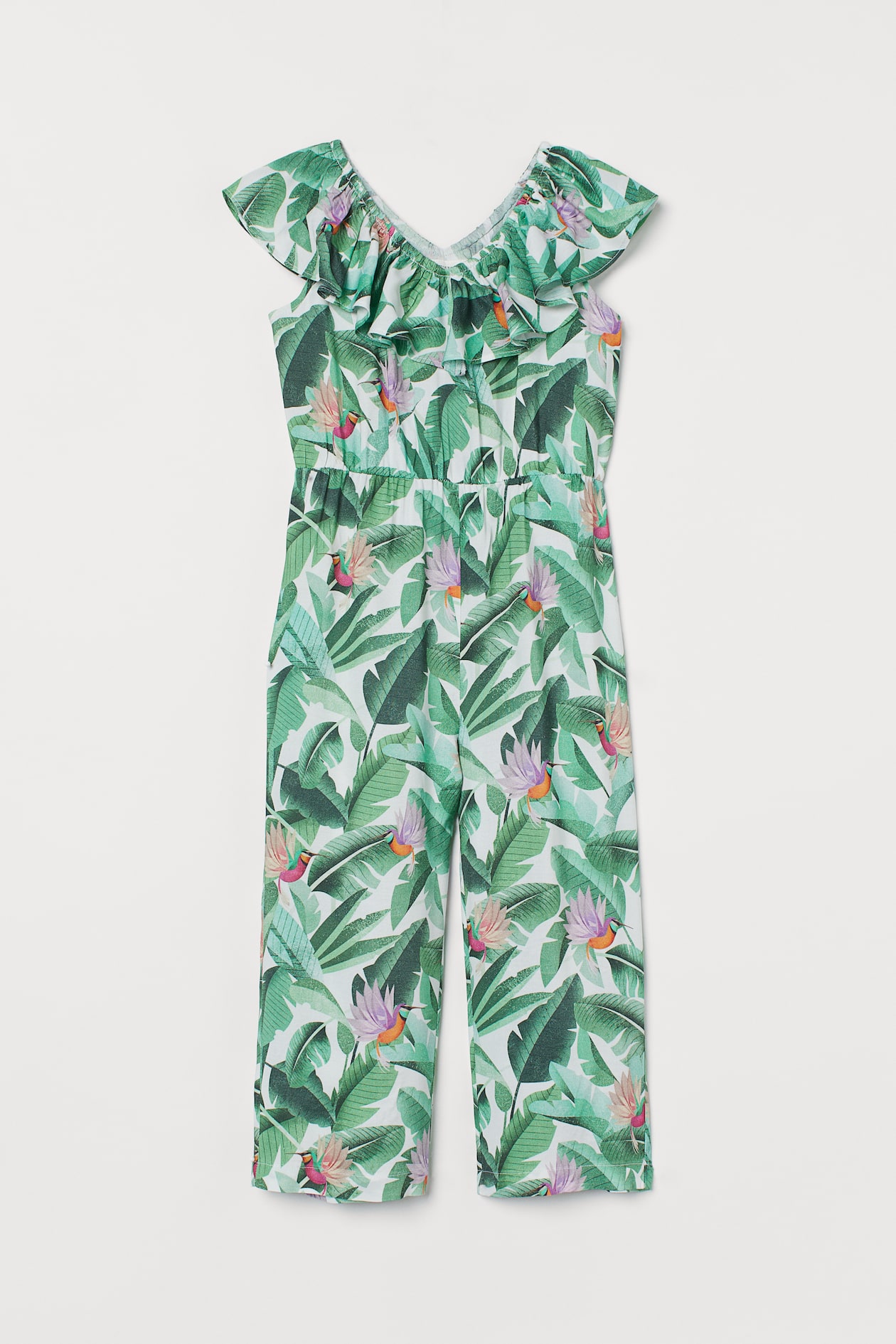 Patterned Jumpsuit - V-neck - Sleeveless - White/hummingbirds - Kids ...