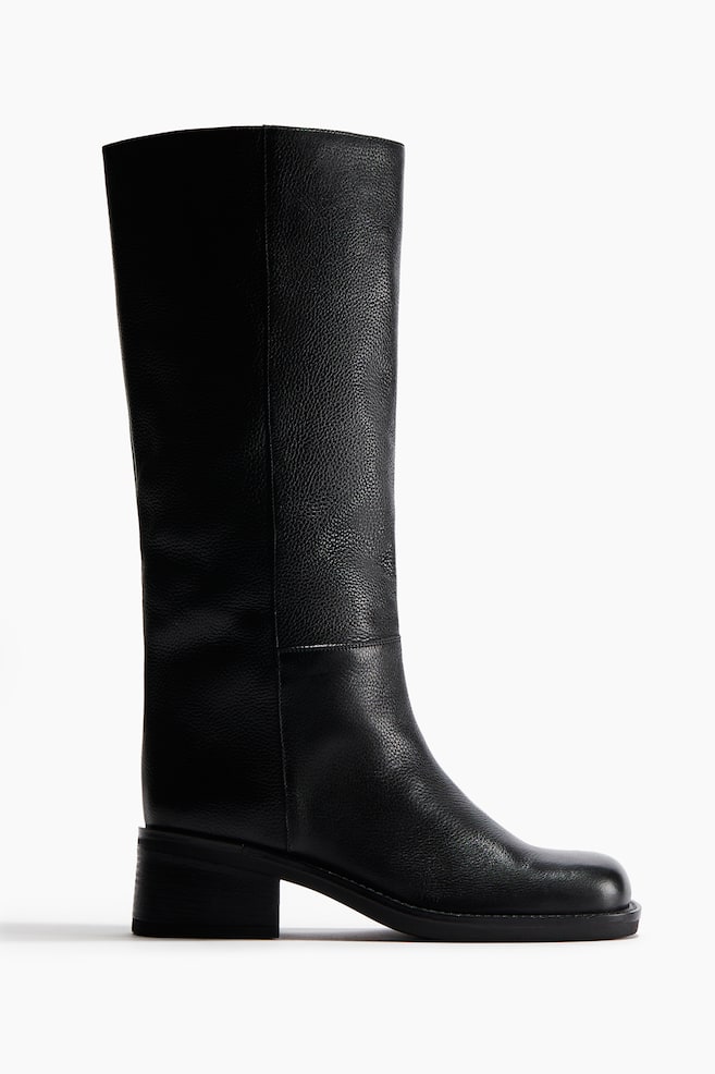 Lederboots - Schwarz/Dunkelbeige/Dunkelbraun - 1