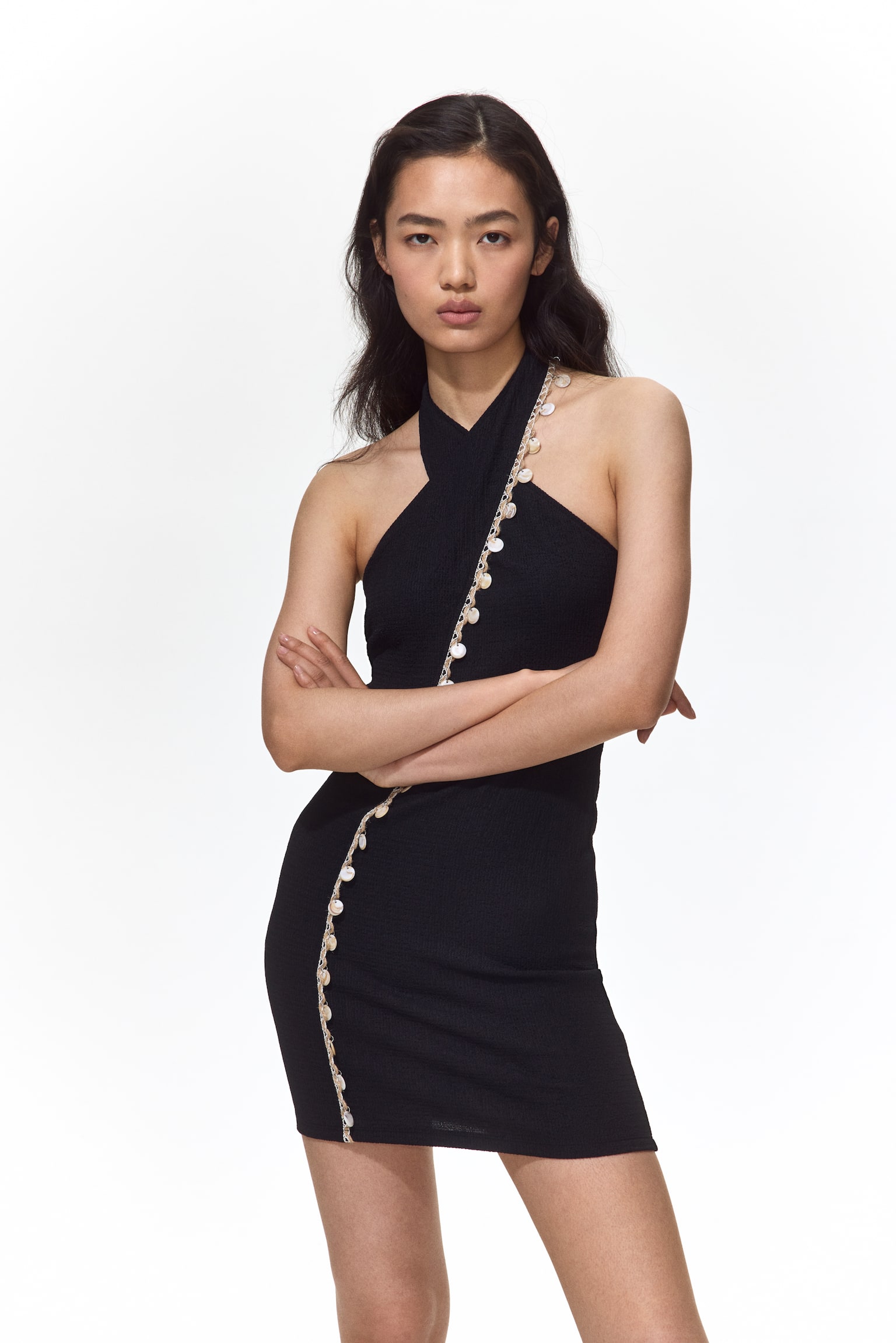 Embellished halterneck dress-Black - 3