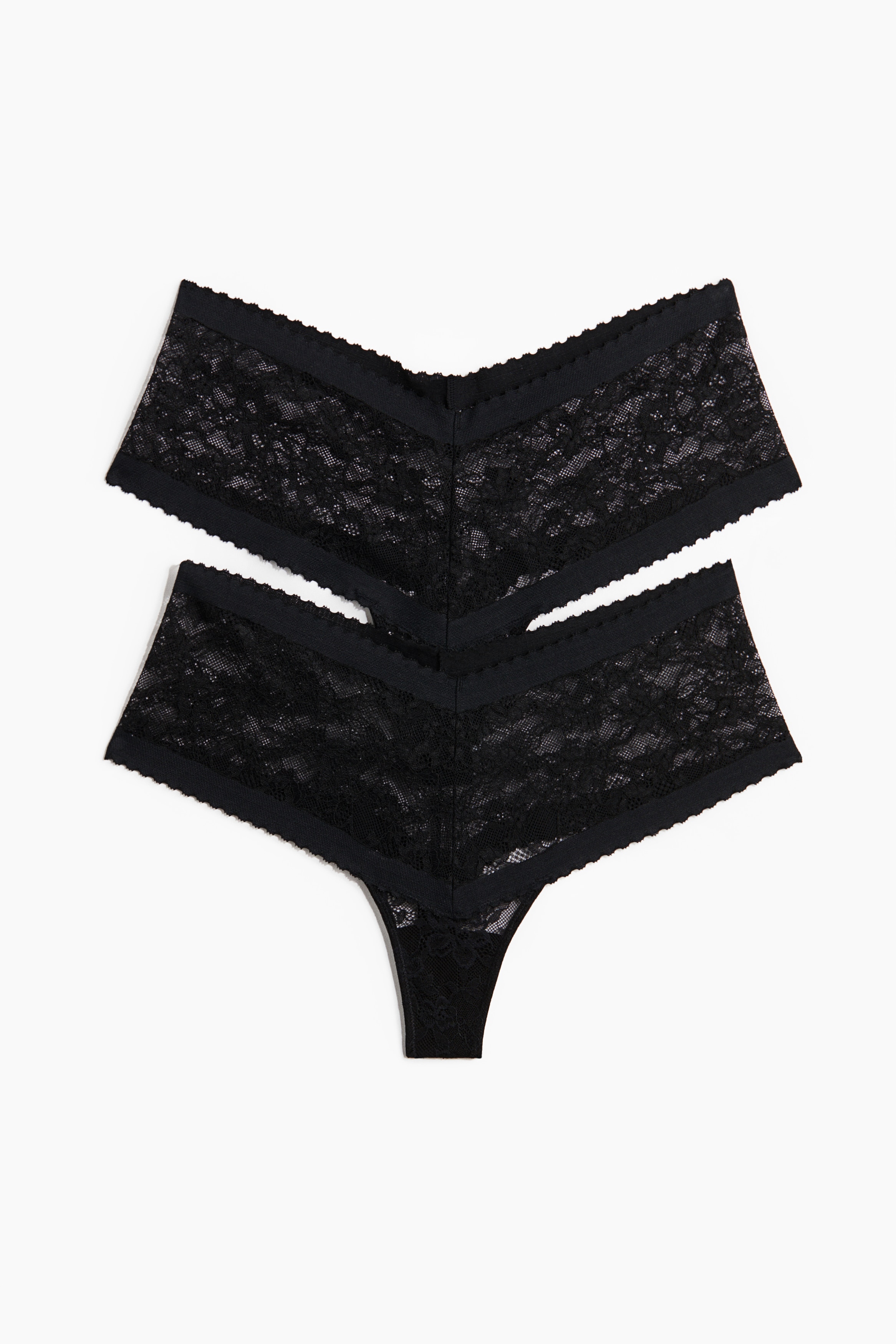 Set van 2 kanten slips - Thong - Zwart/Powder pink