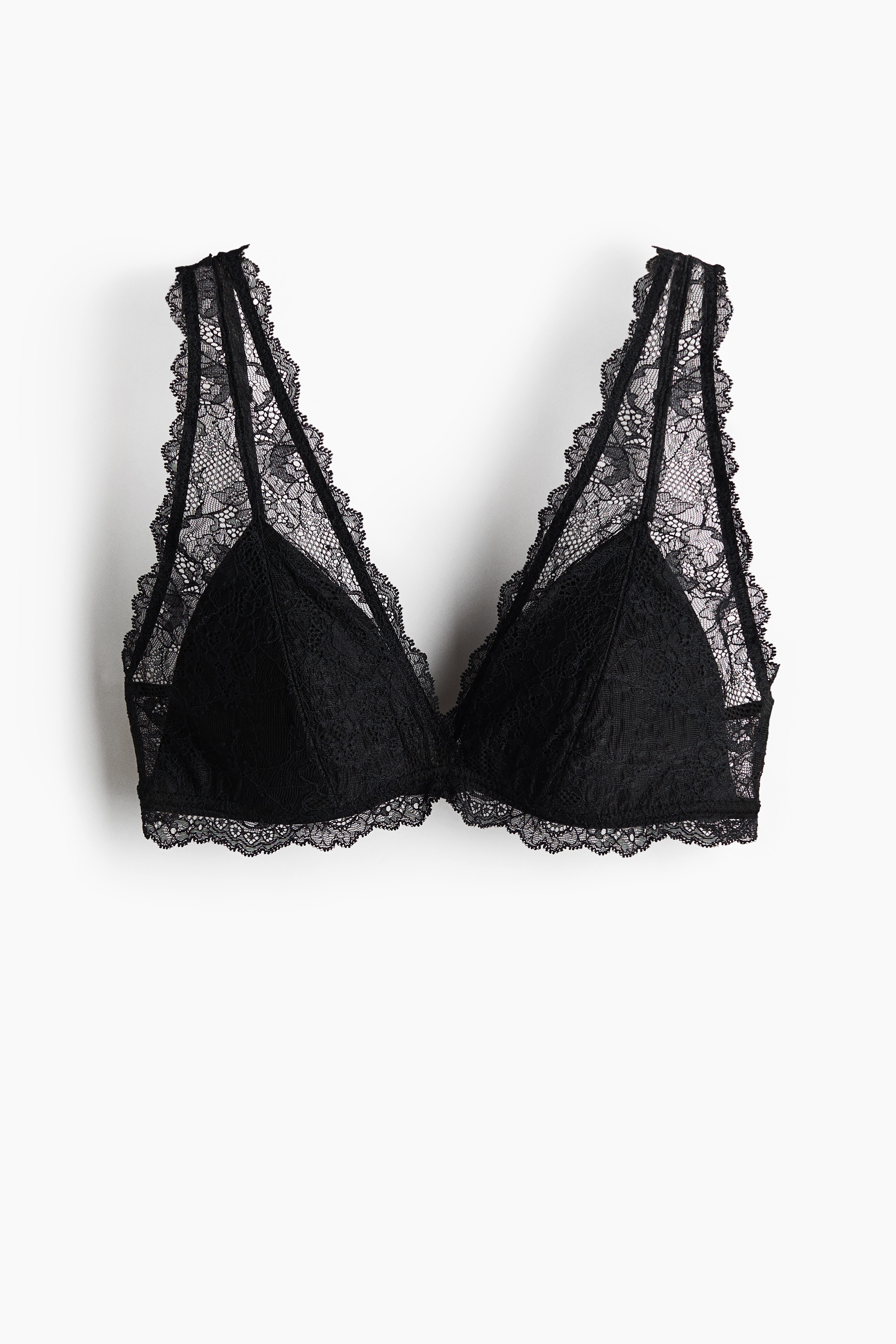 Padded Soft-Cup Lace Bra - Black/Cream/Dark blue