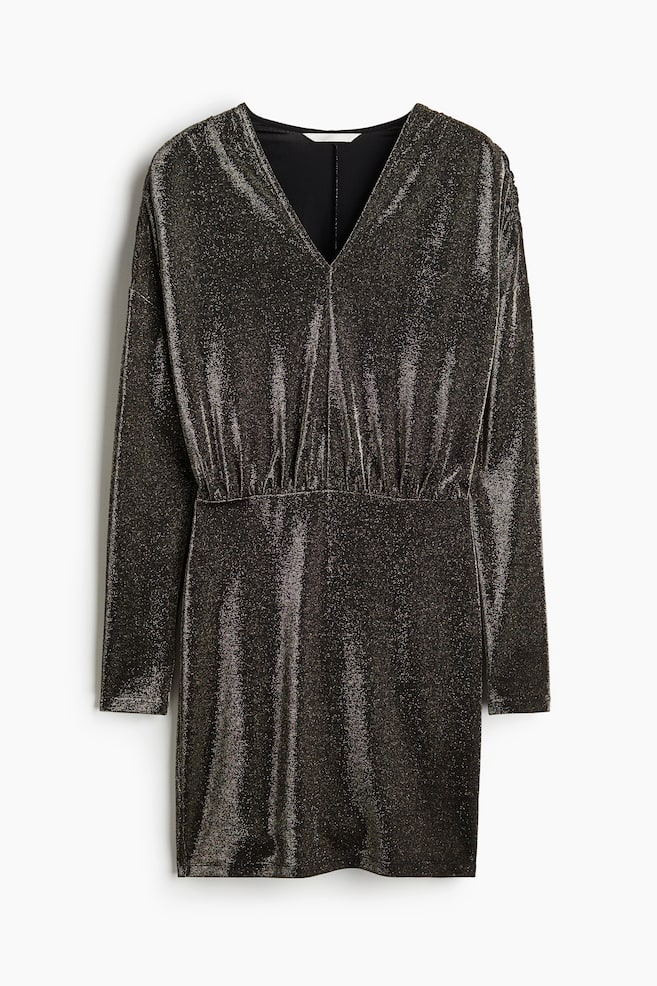 Robe en jersey scintillant - Marron foncé - 1