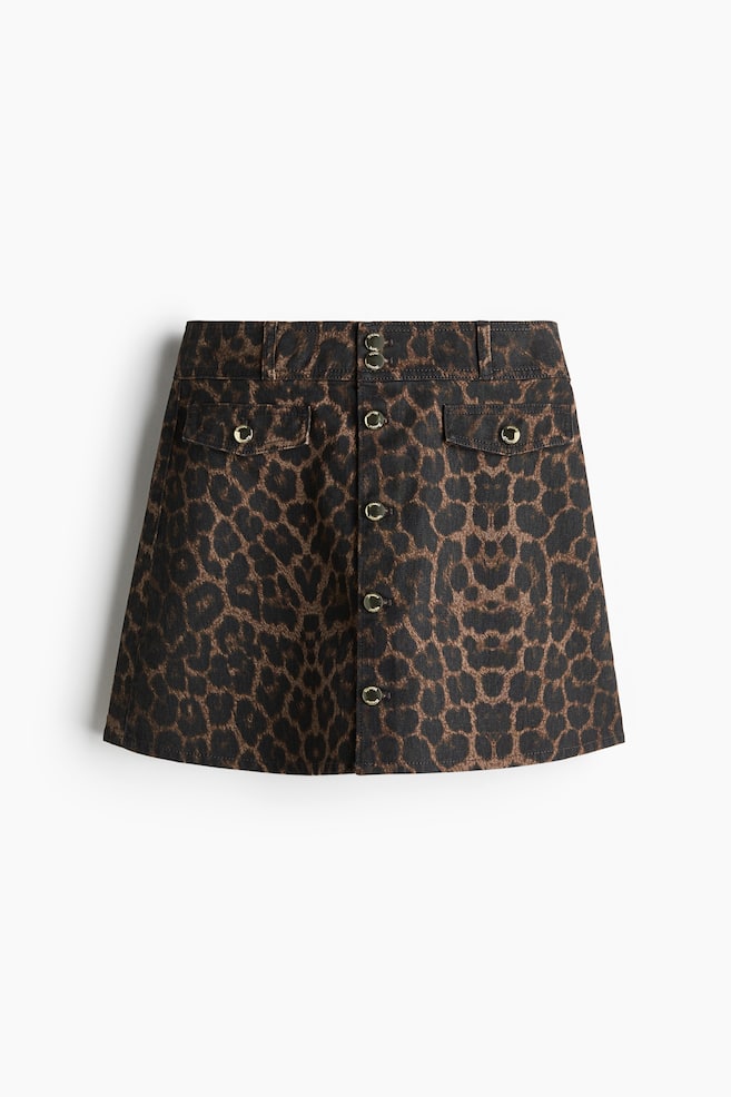 A-line mini skirt - Brown/Leopard print/Dark denim blue - 1