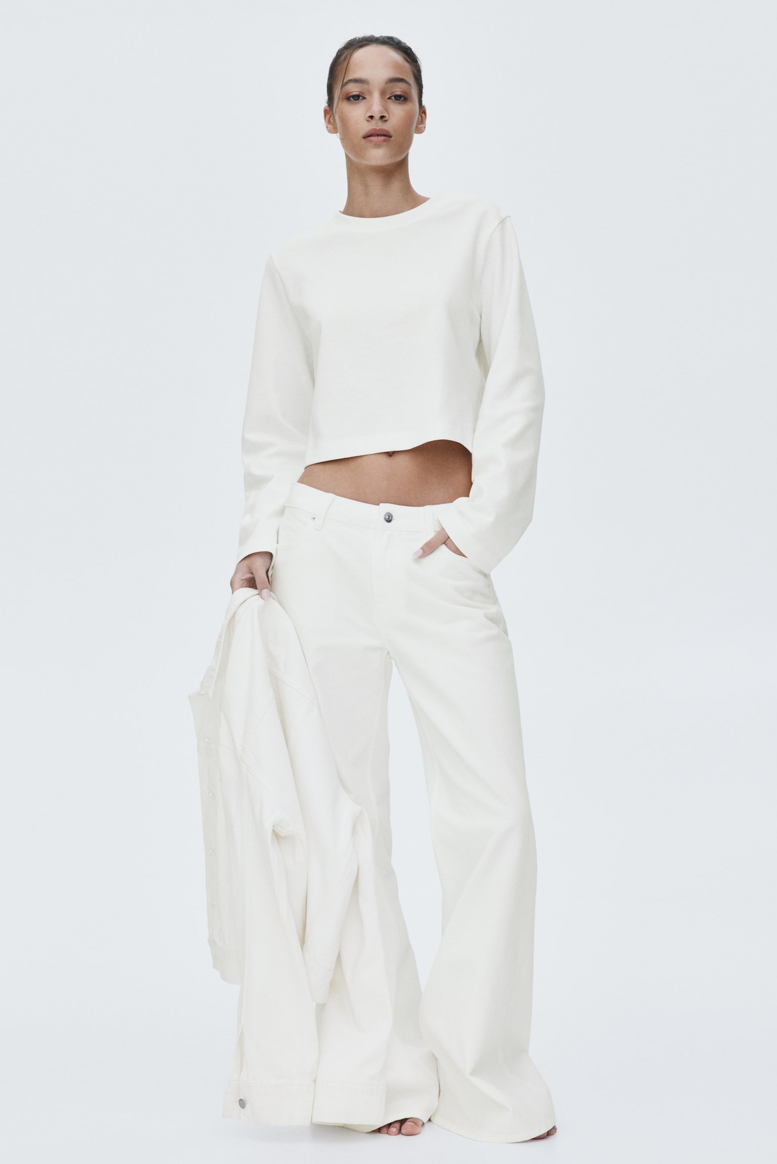 Top court en interlock - Blanc/Marron foncé/Rouge vif/Jaune pâle - 4