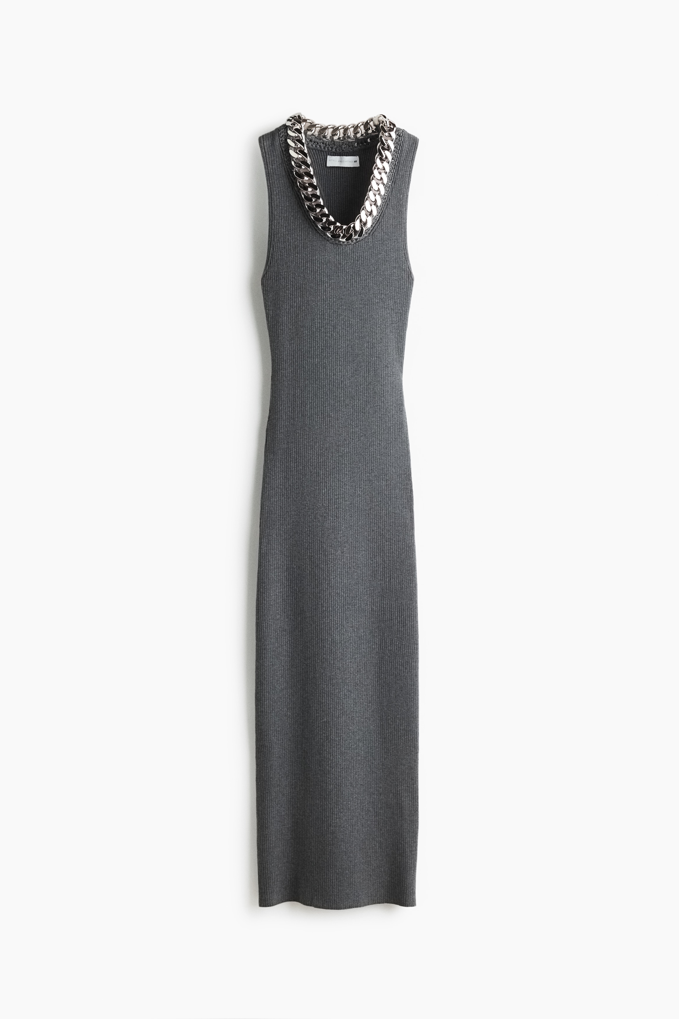 Chain-Detail Ribbed Dress