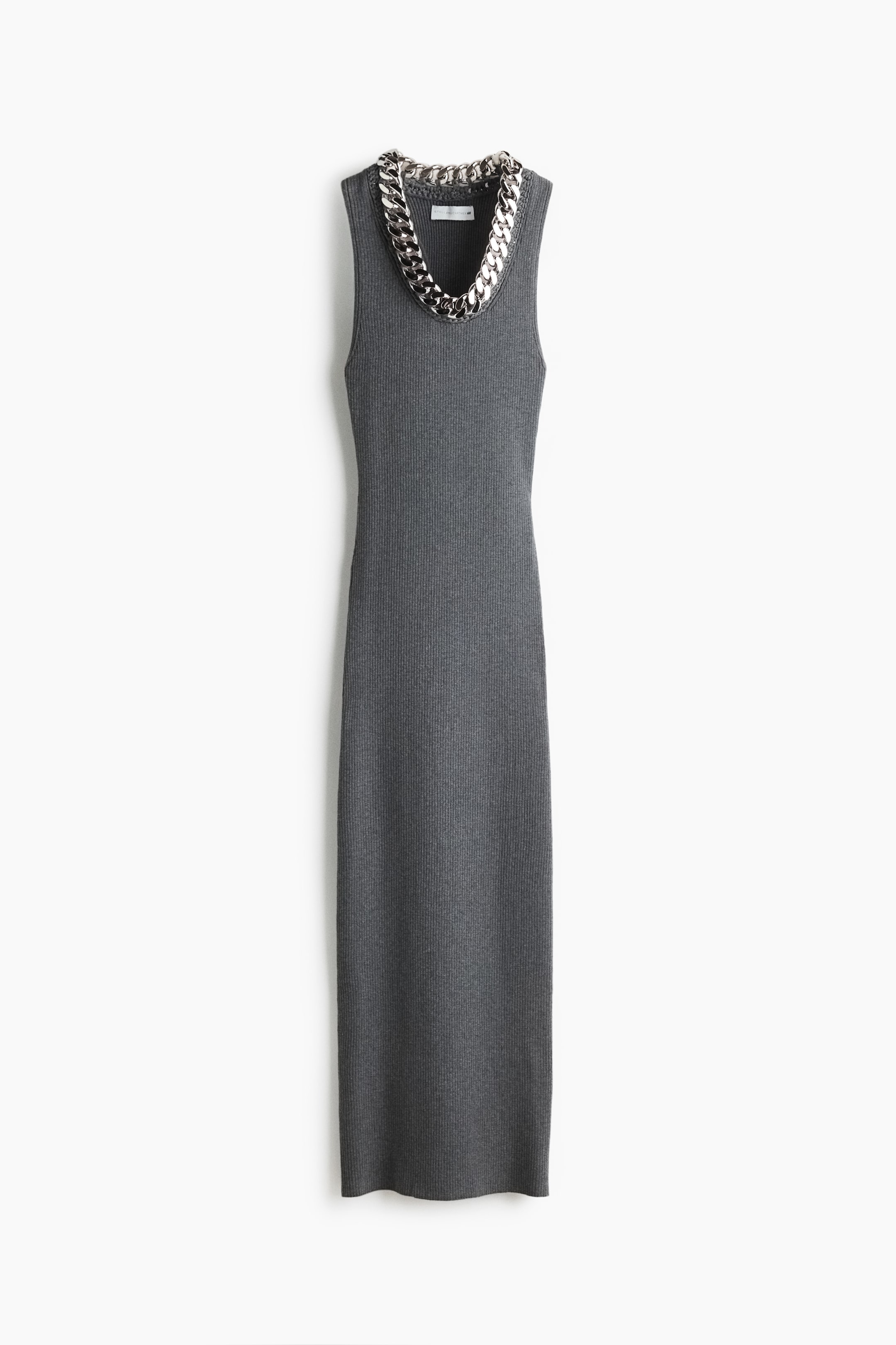 Chain-Detail Ribbed Dress