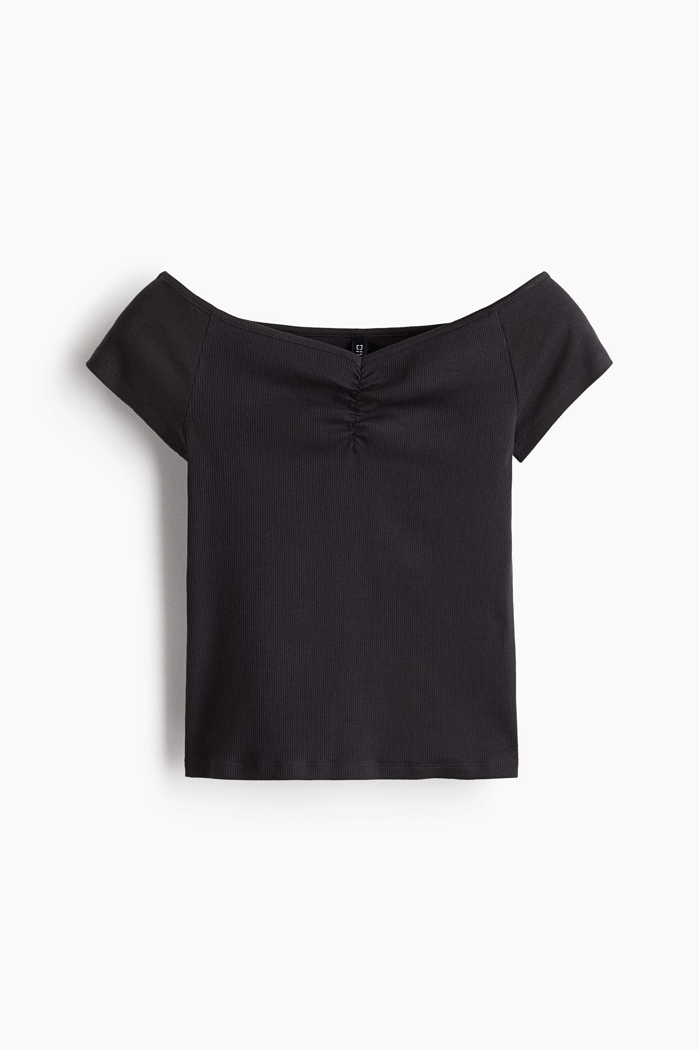 Geripptes Shirt mit U-Boot-Ausschnitt
