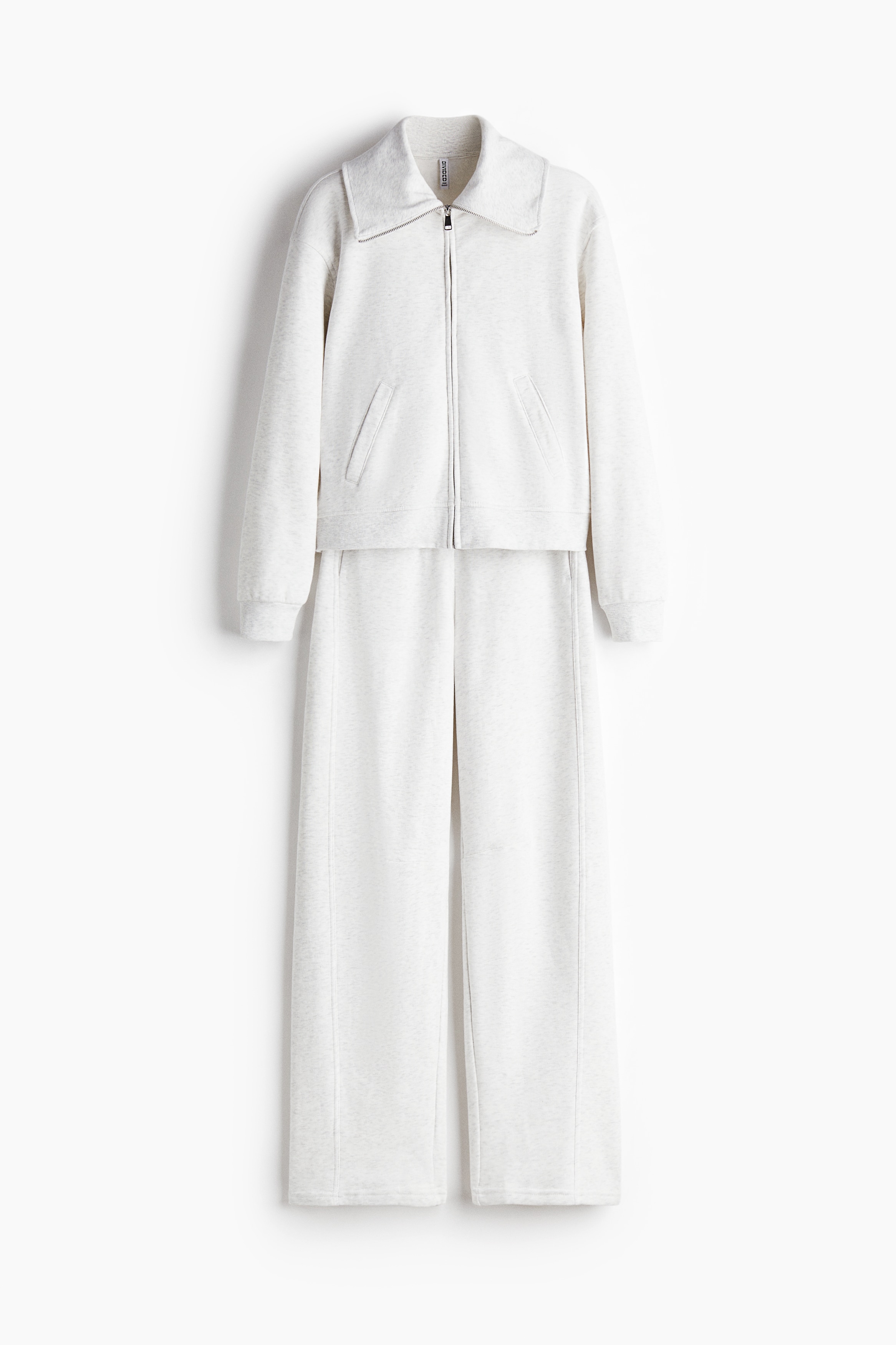 Ensemble 2 pièces avec sweat-shirt et pantalon - Gris clair chiné/Bleu clair