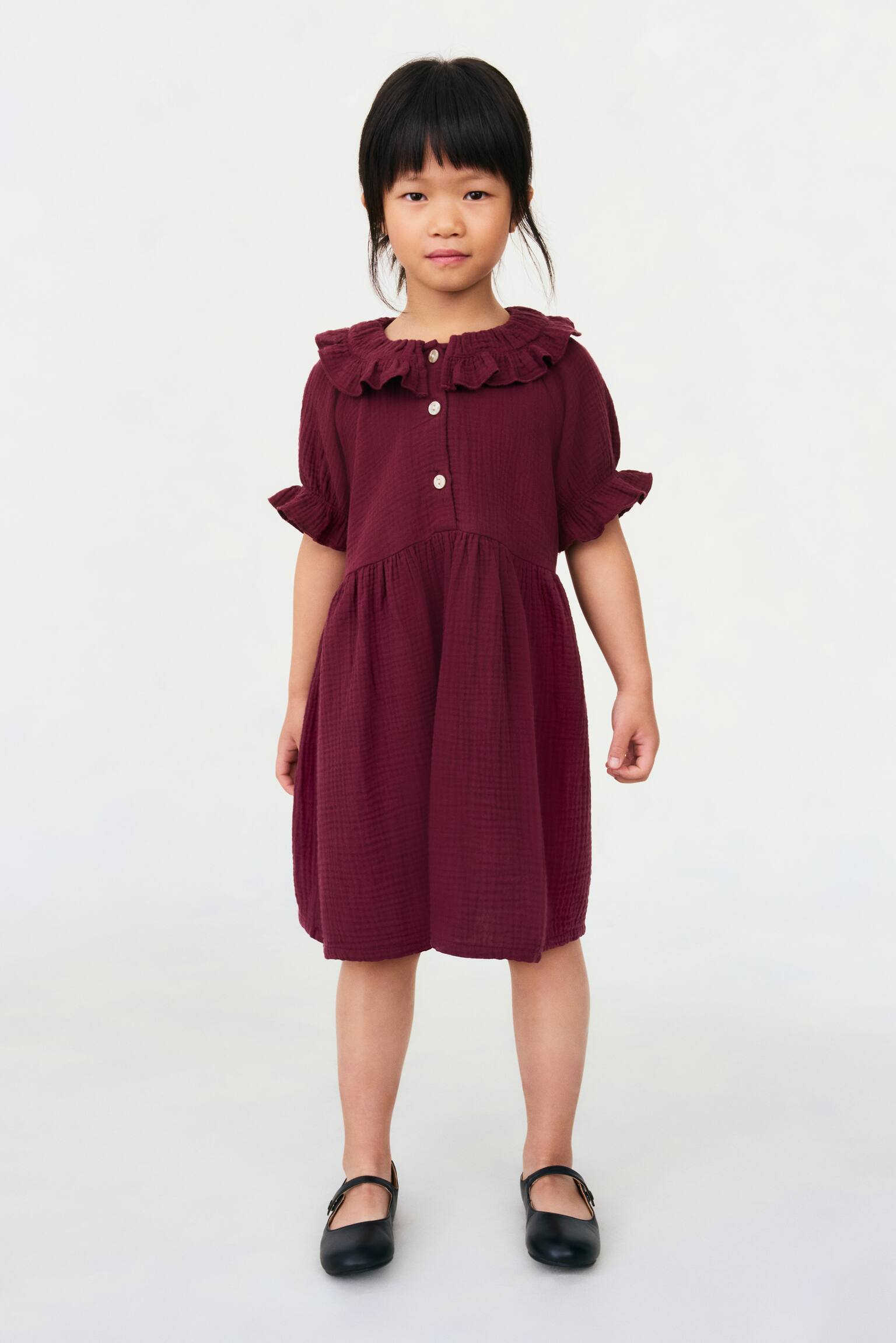 Cotton muslin dress - Plum - 3