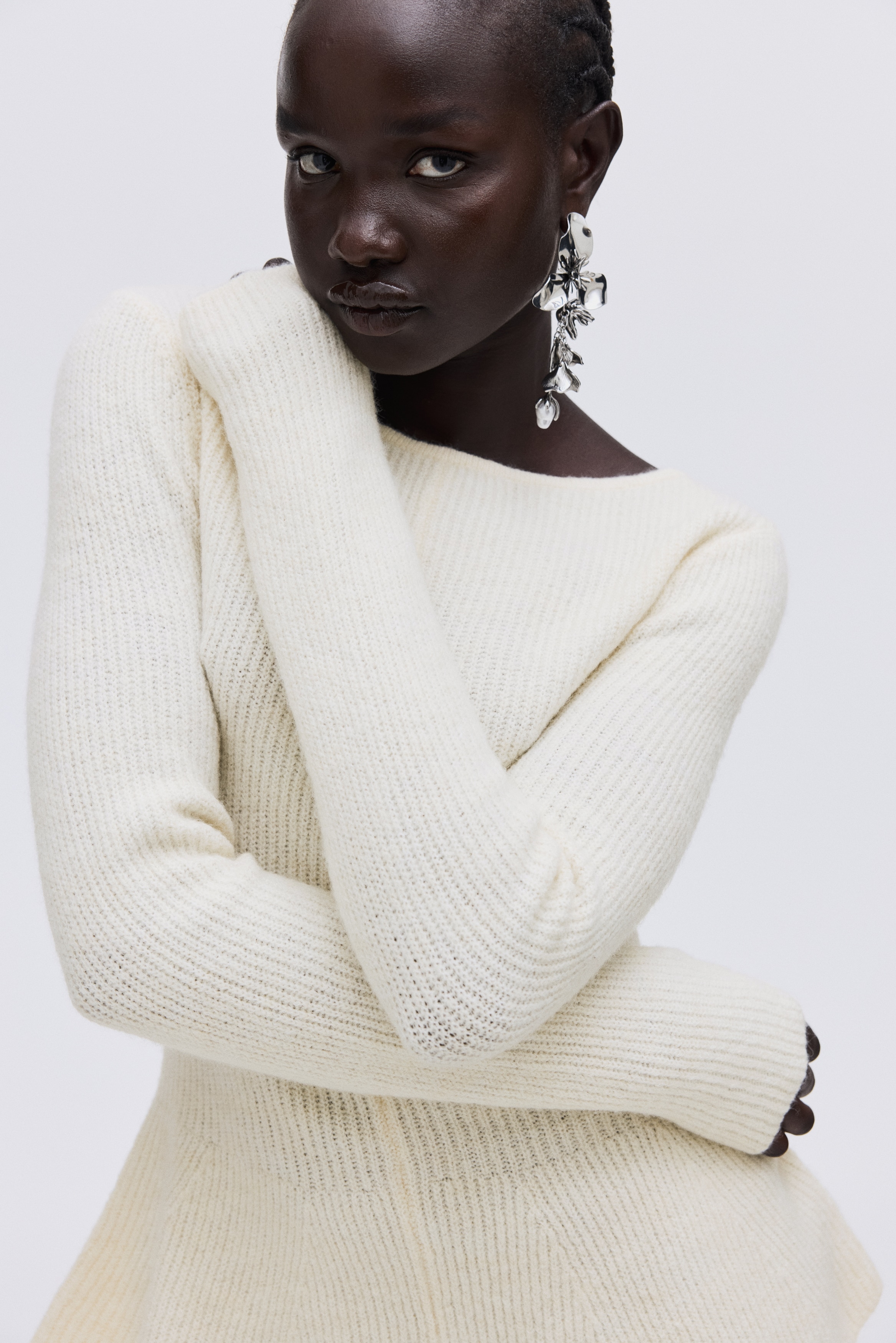 Rib-Knit Peplum Top - Dark gray - Ladies | H&M US