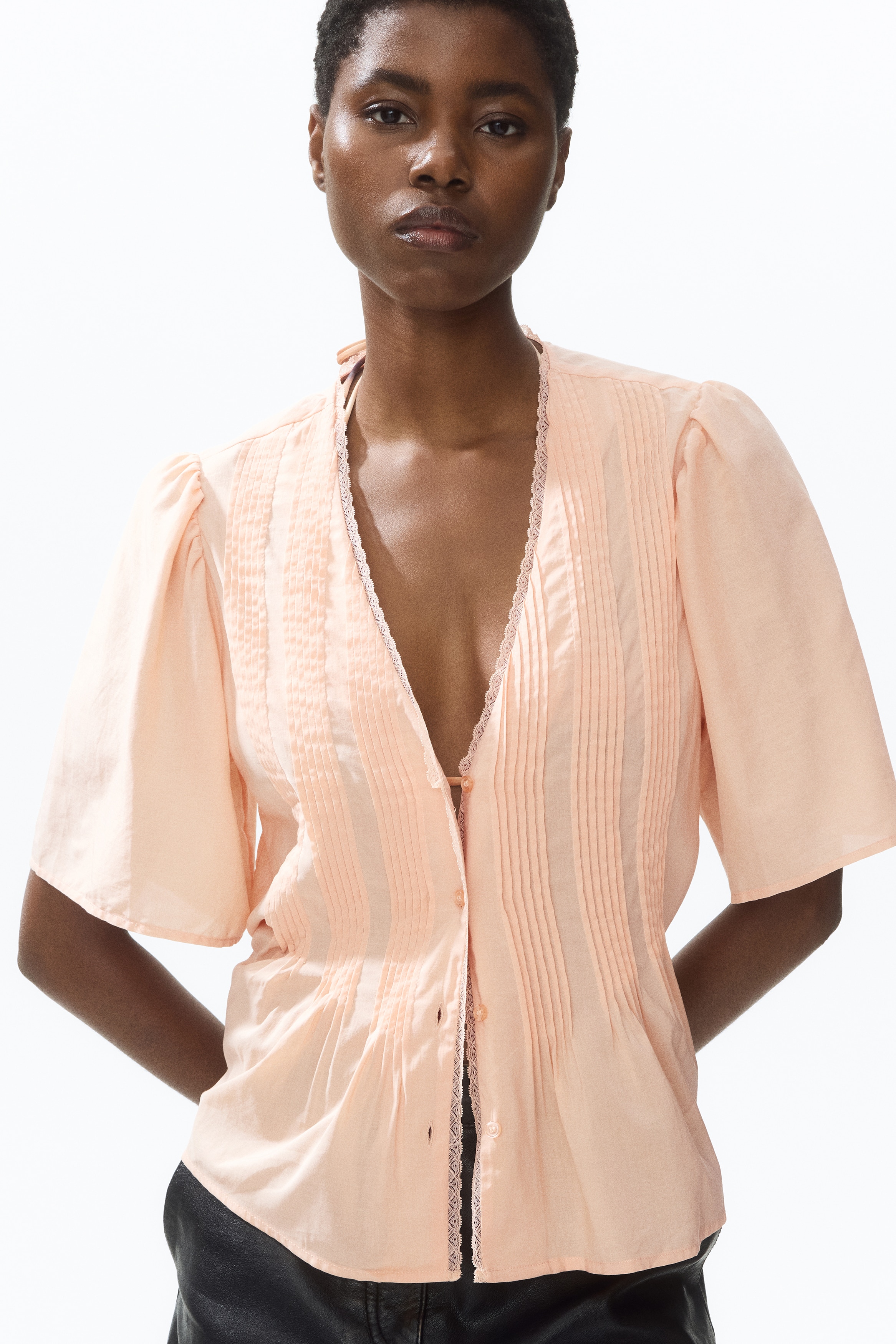 Women's Black Blouse with Pintucks | H&M US