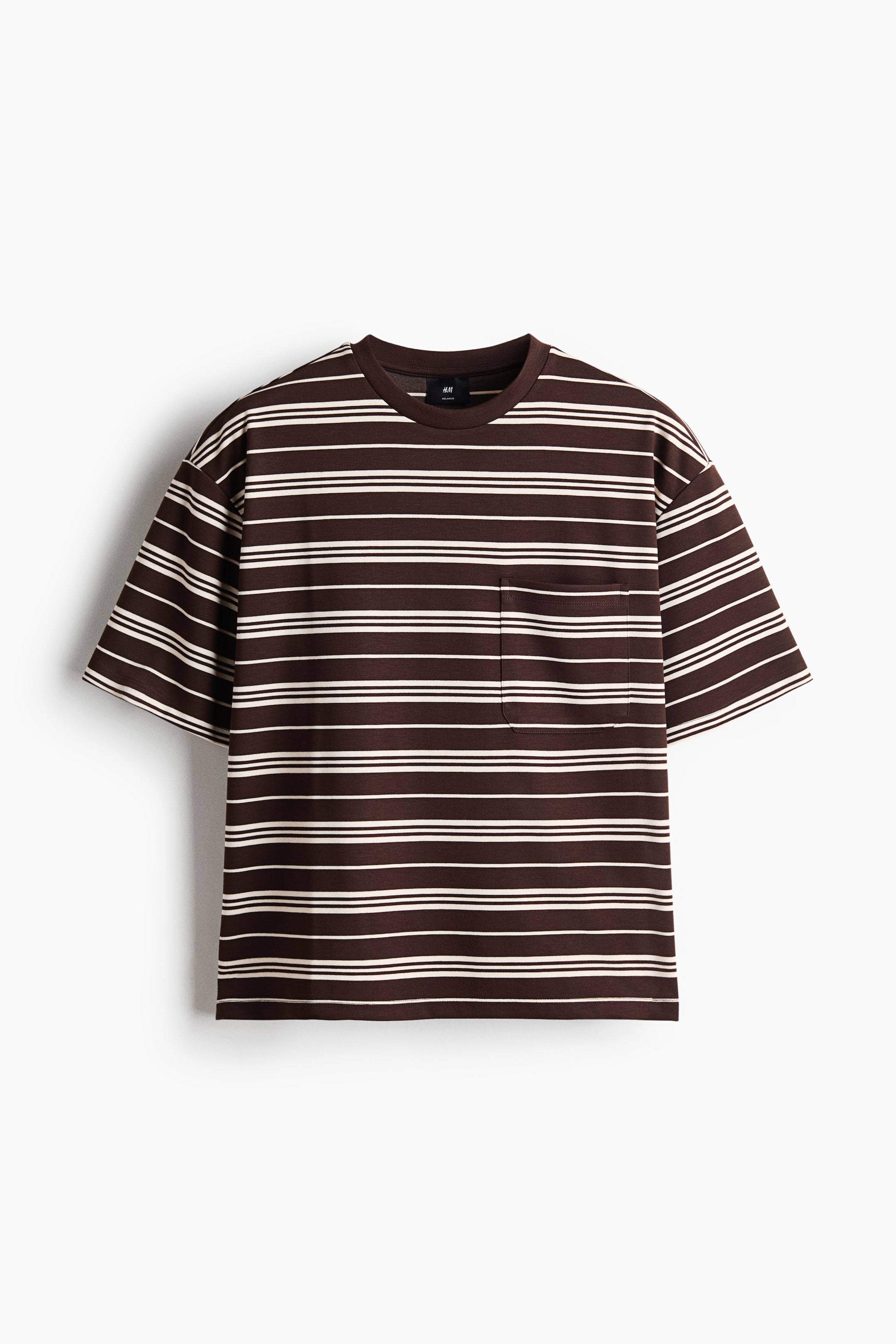 Visa större bild: Relaxed Fit T-shirt - Mörkbrun/Randig - HERR | H&M FI 1