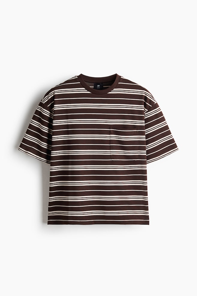 Relaxed Fit T-shirt - Dark brown/Striped - 1