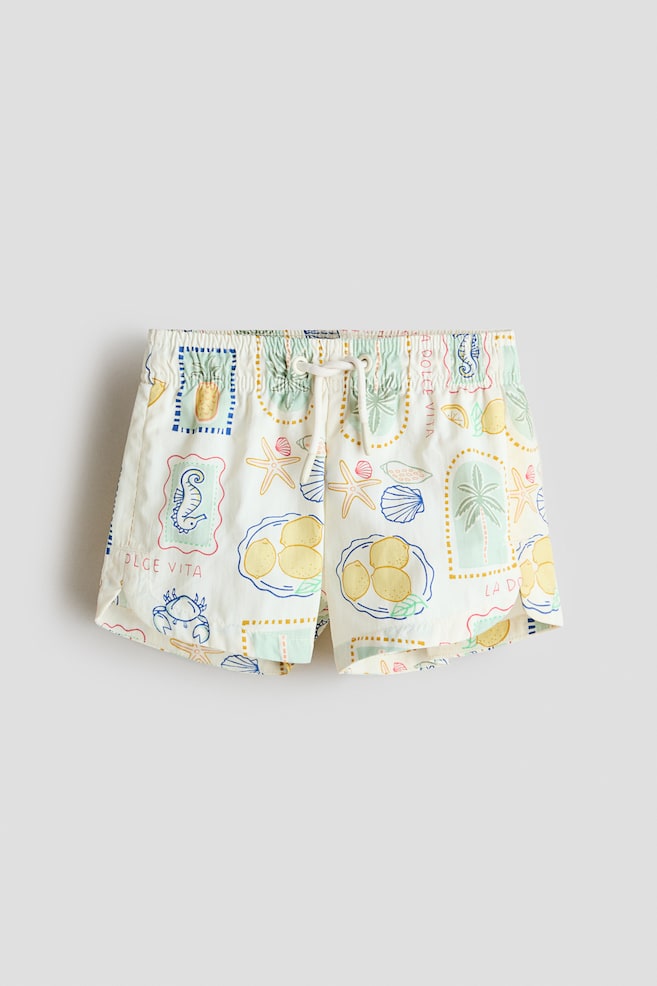 Patterned Swim Shorts - White/La Dolce Vita/Light beige/leopard print - 1