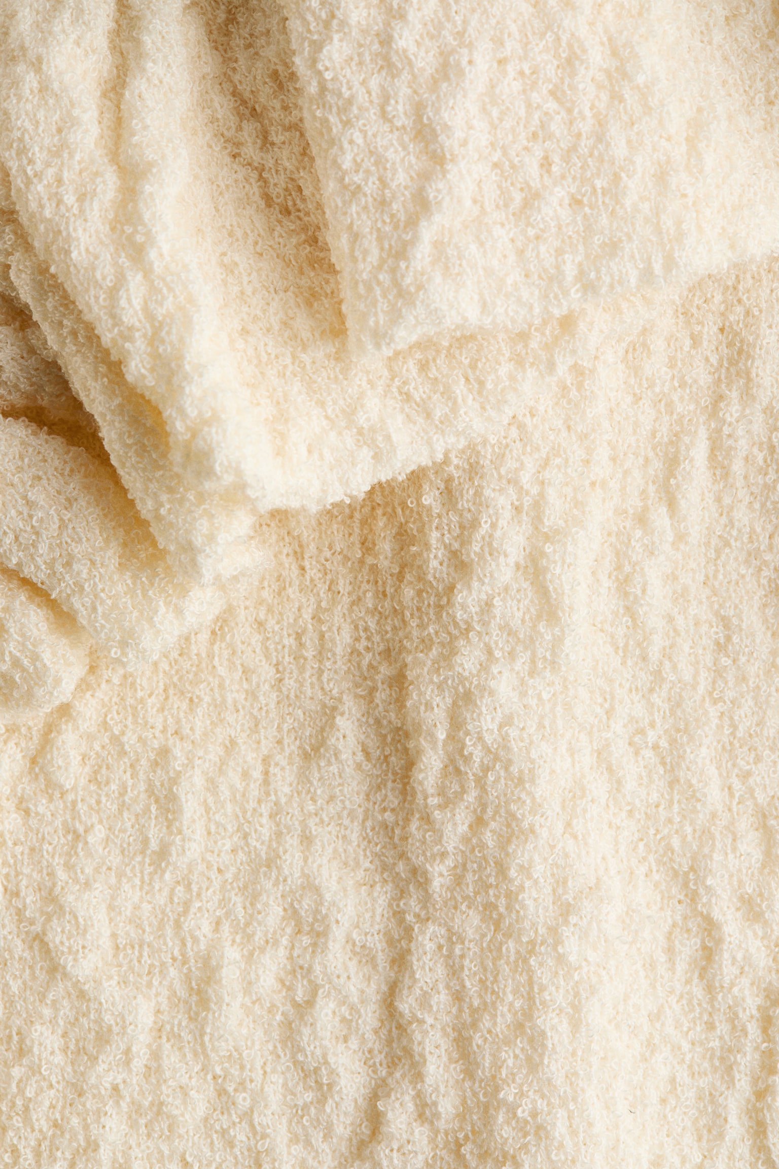 Textured-knit frill-trimmed top - Cream/Dark brown - 4