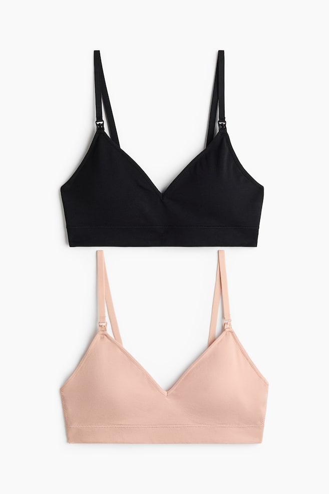 MAMA 2-pack Seamless Padded Nursing Bras - Black/Beige/Pale beige/Dark brown/Burgundy/Light pink/Light beige/Light grey marle/Powder pink/Black/Light beige/Light pink/Light beige/Grey marle - 1