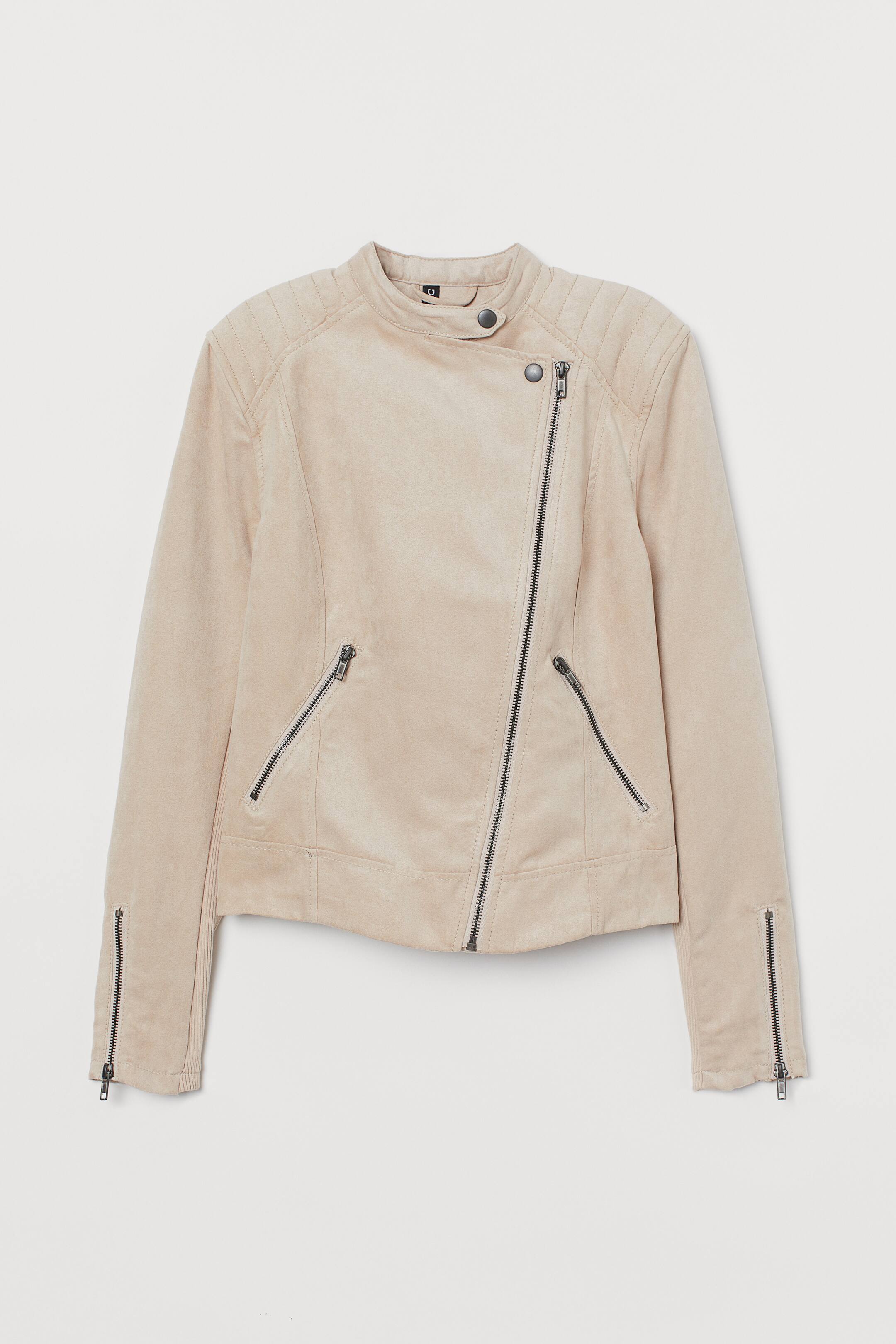 Biker jacket - Long sleeve - Beige - Ladies | H&M GB