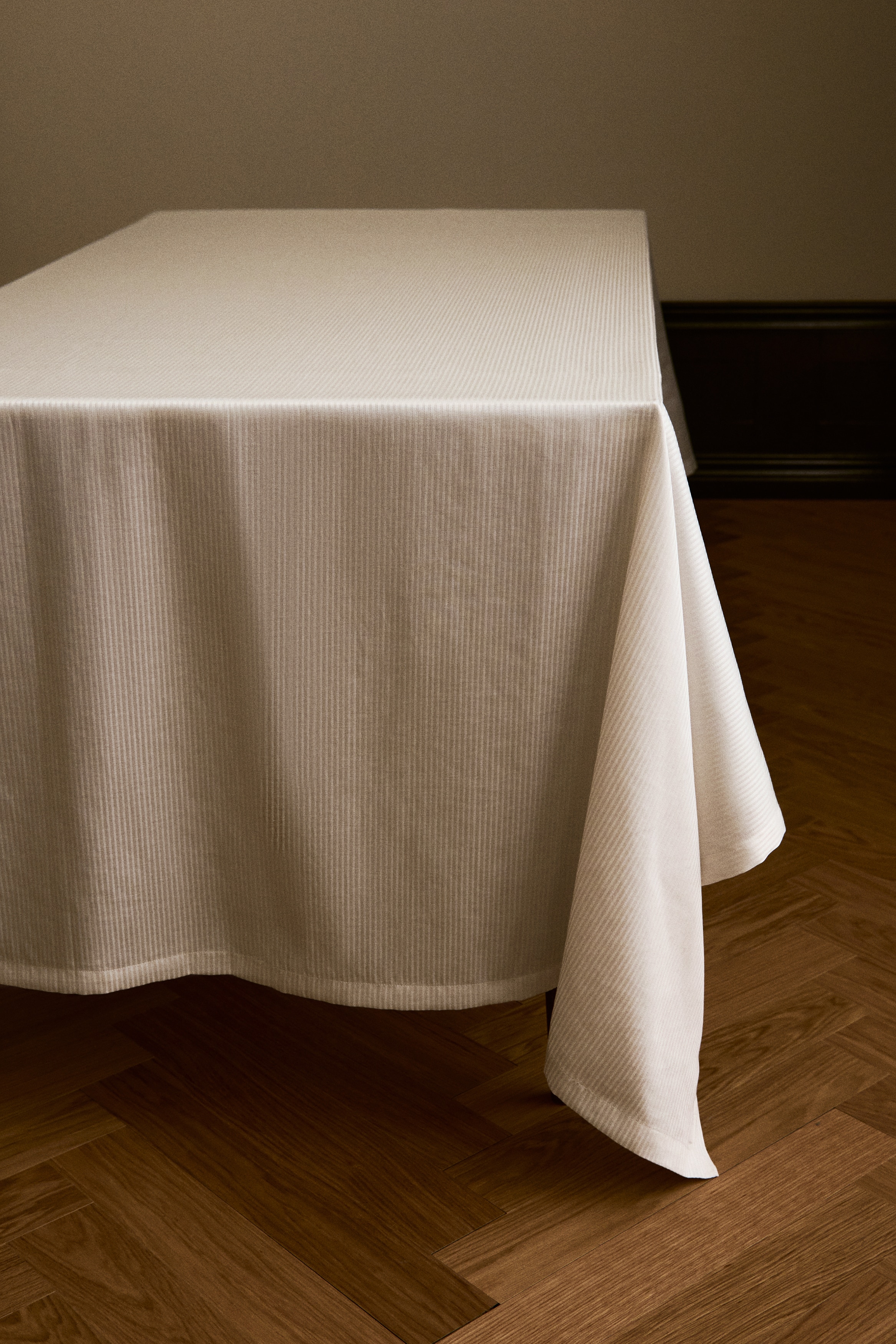 Striped Tablecloth - White