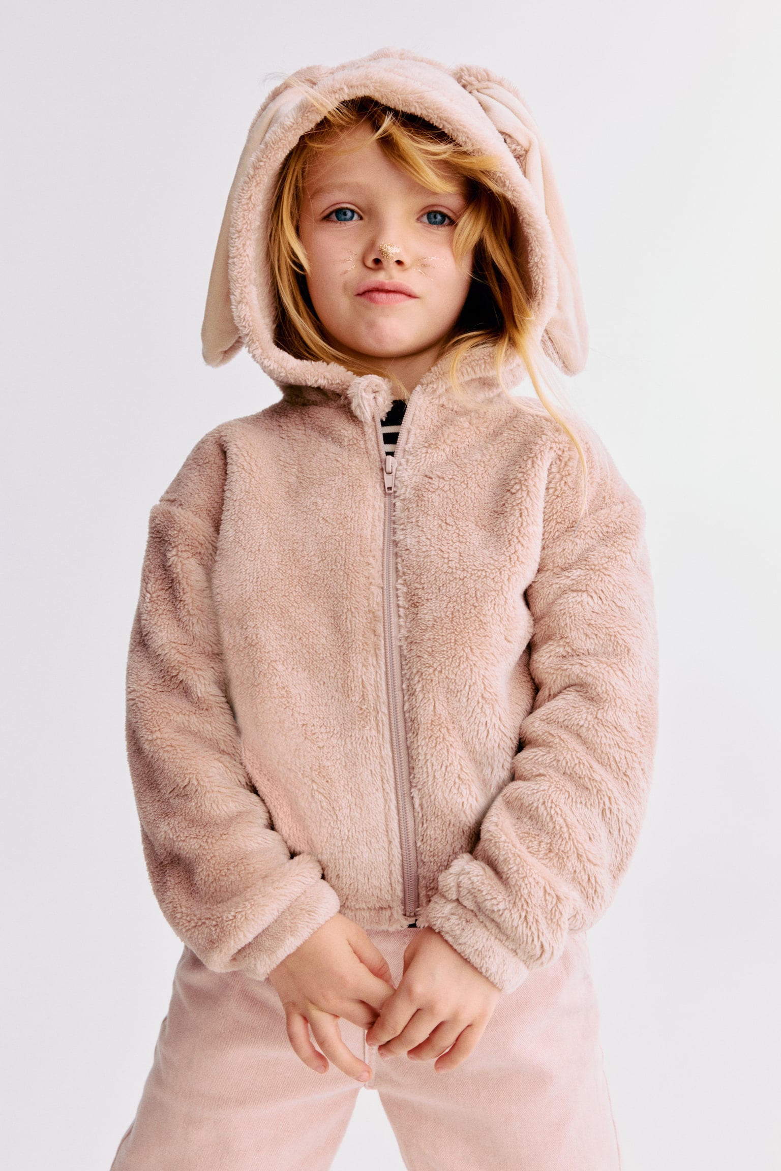 Sudadera de disfraz con gorro y zíper - Beige/Conejo - 1