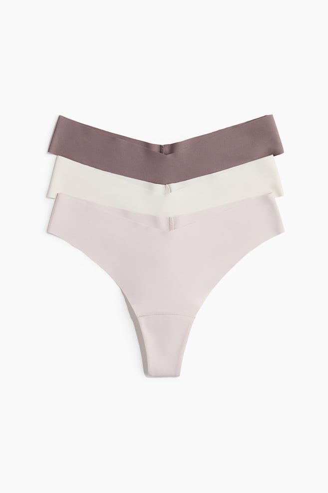 3-pack Invisible Brazilian Briefs - Pale pink/Black/Dark brown/Beige - 1