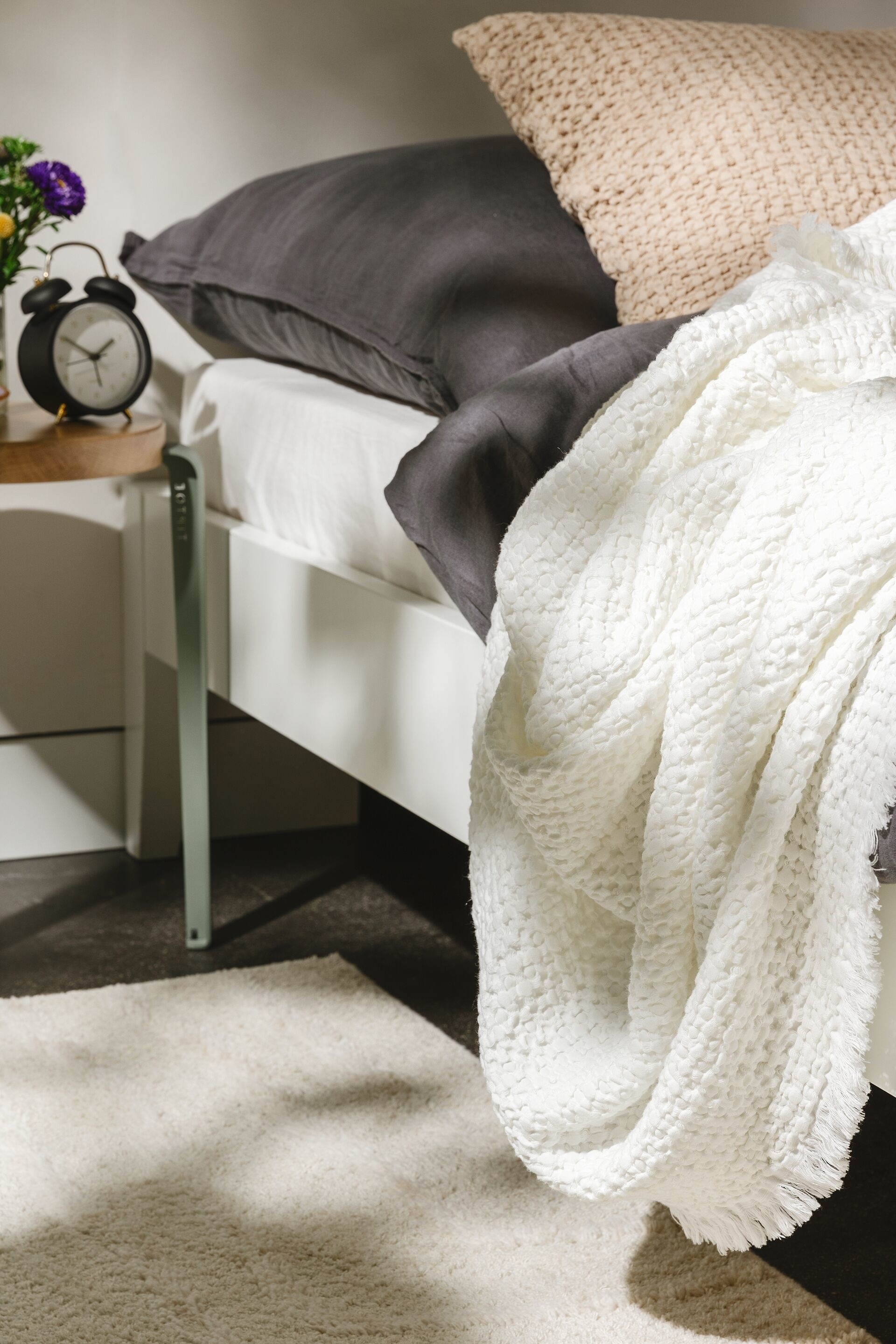 Pläd I Bomull Cloe - Creme/Blå/grå/Beige/Turkos/Lila/Blå