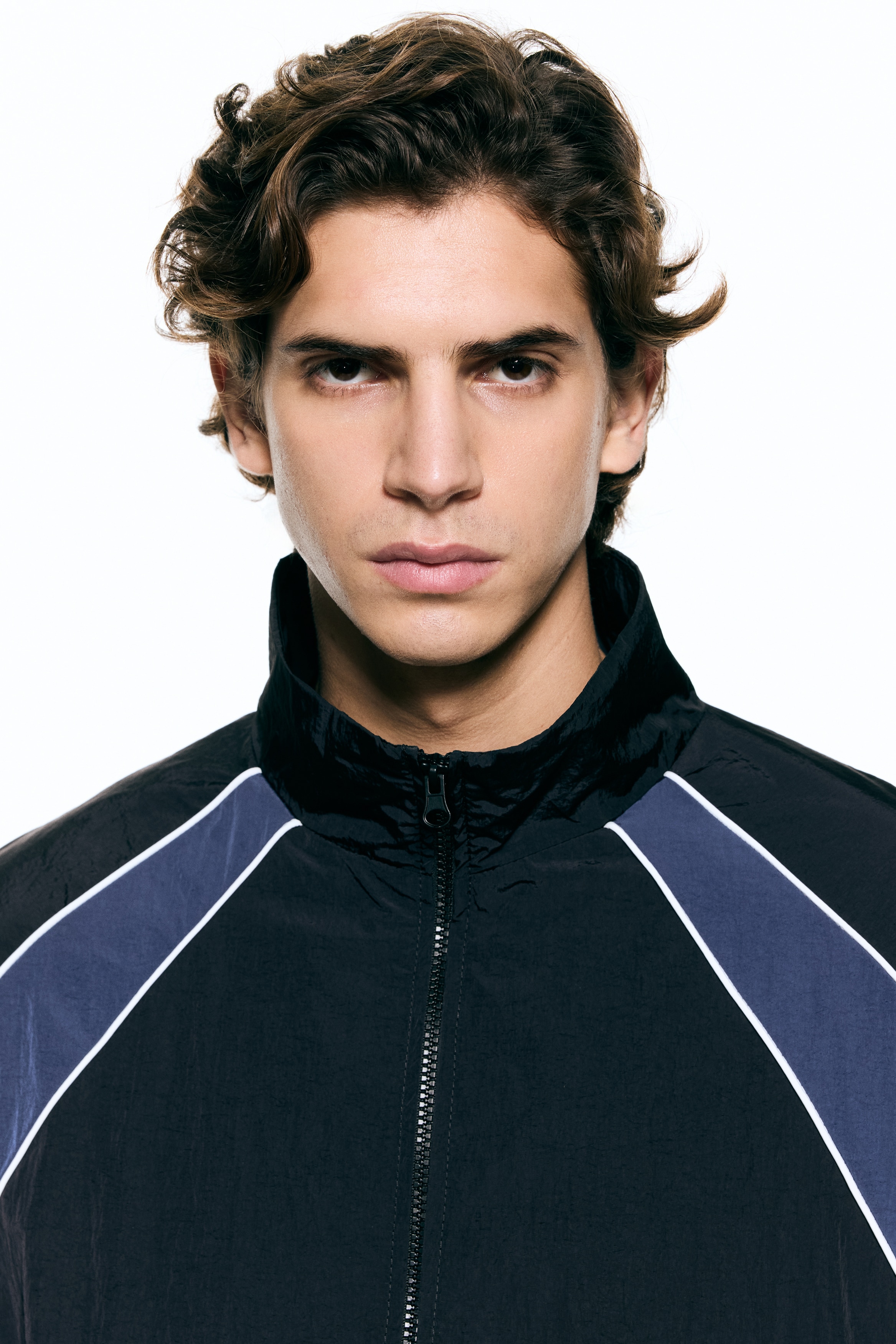 Veste Survêtement Vintage Homme – Medium – Noir – Polyester – Colorblock – Années 90/DH16