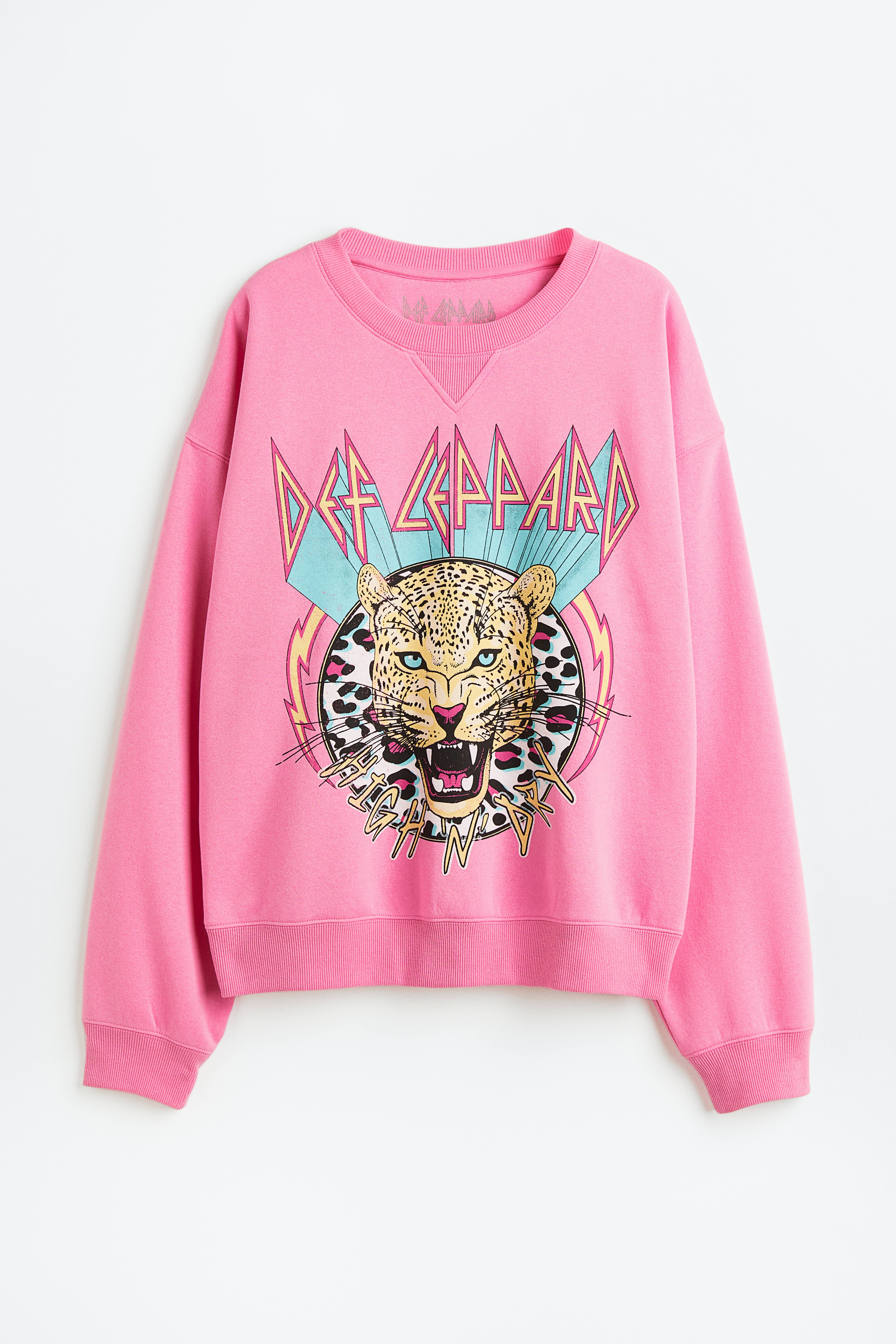 Printed Sweatshirt - Pink/Def Leppard - Ladies | H&M US