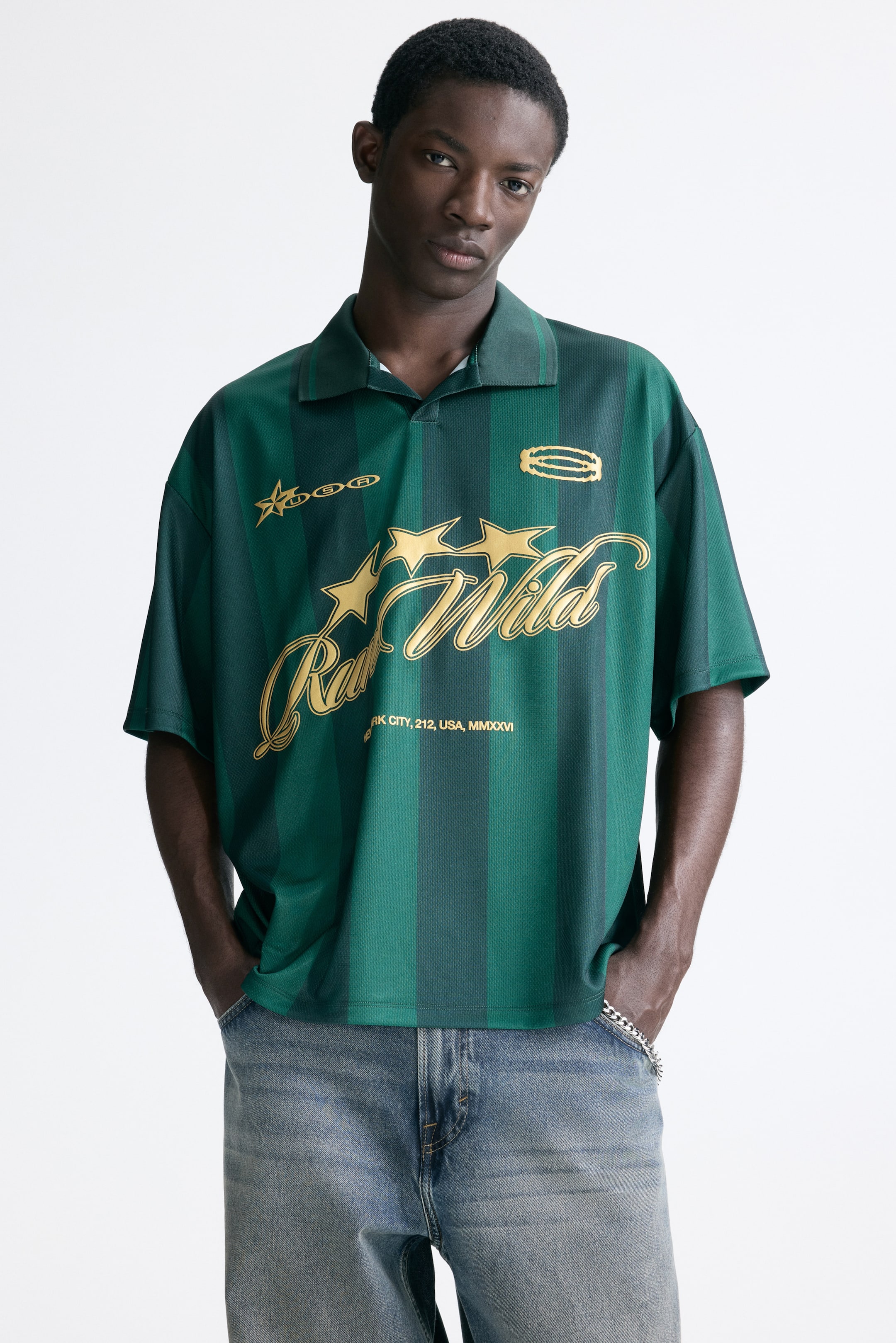 View larger image: Loose-Fit Soccer Shirt - Dark green/Run Wild - Men | H&M US 1
