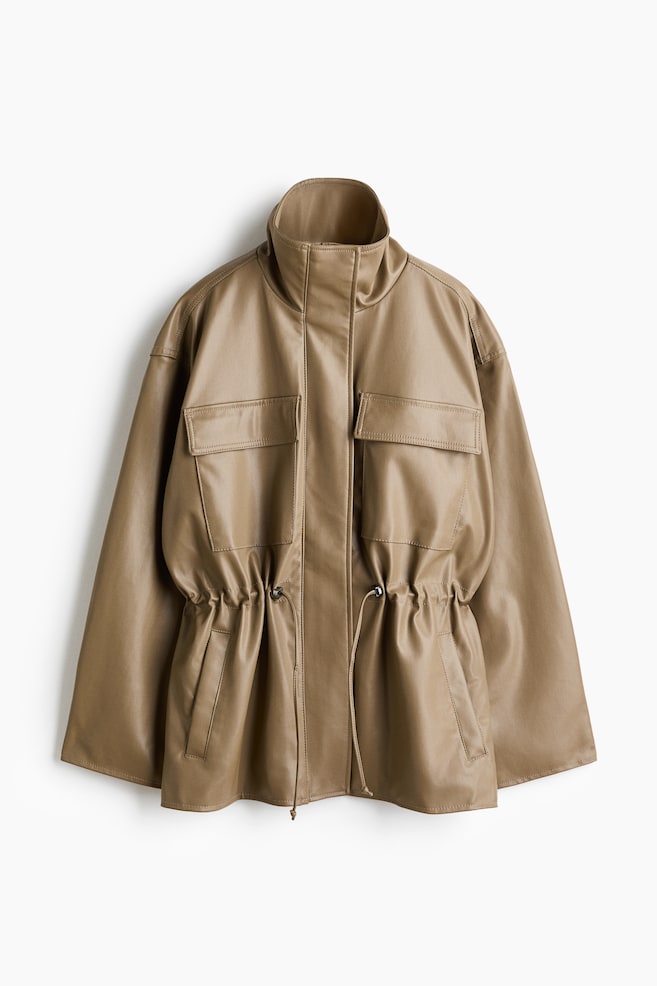 Veste oversize avec cordon de serrage - Taupe - 1