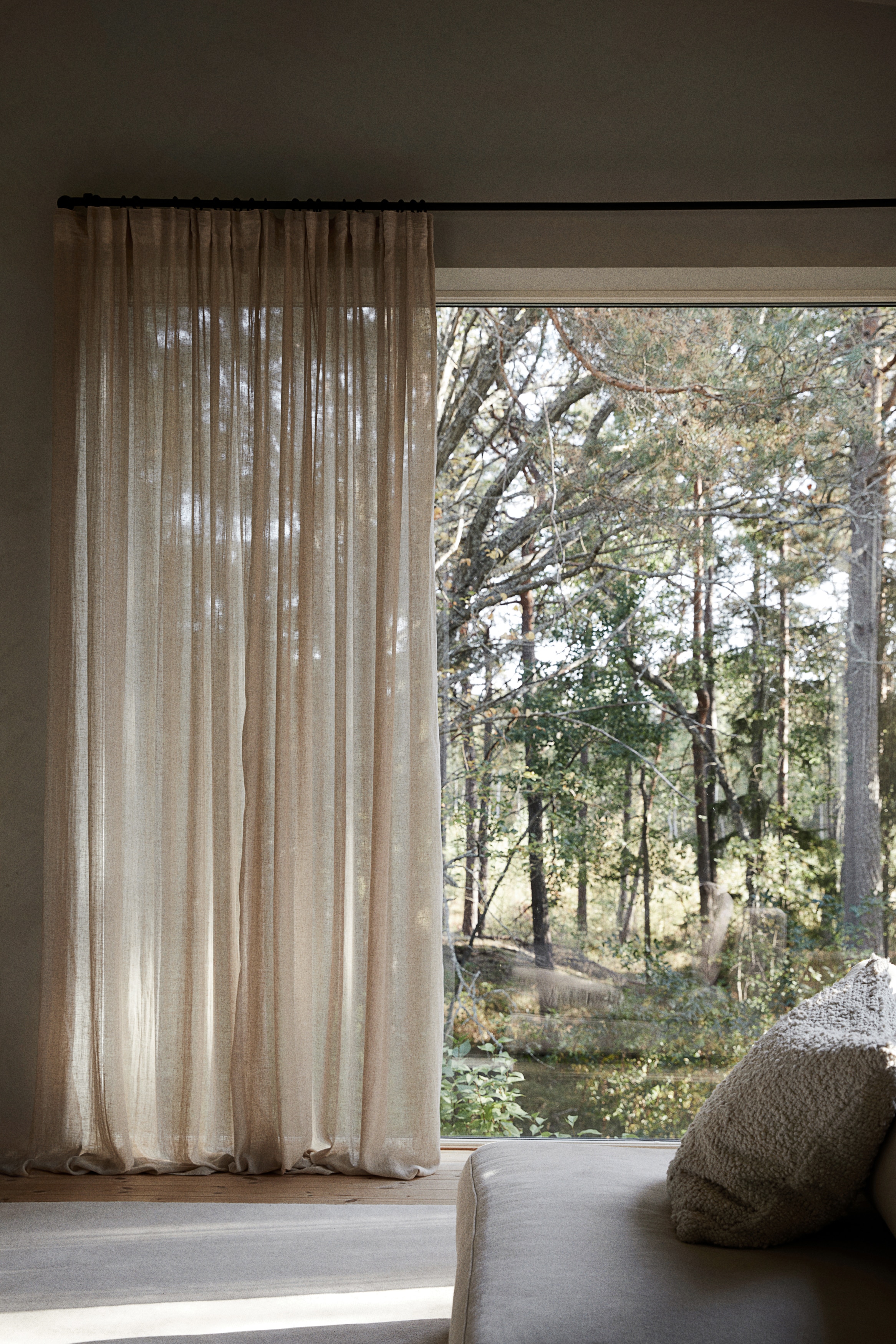 Pack de 1 cortina comprida em mistura de linho - Bege