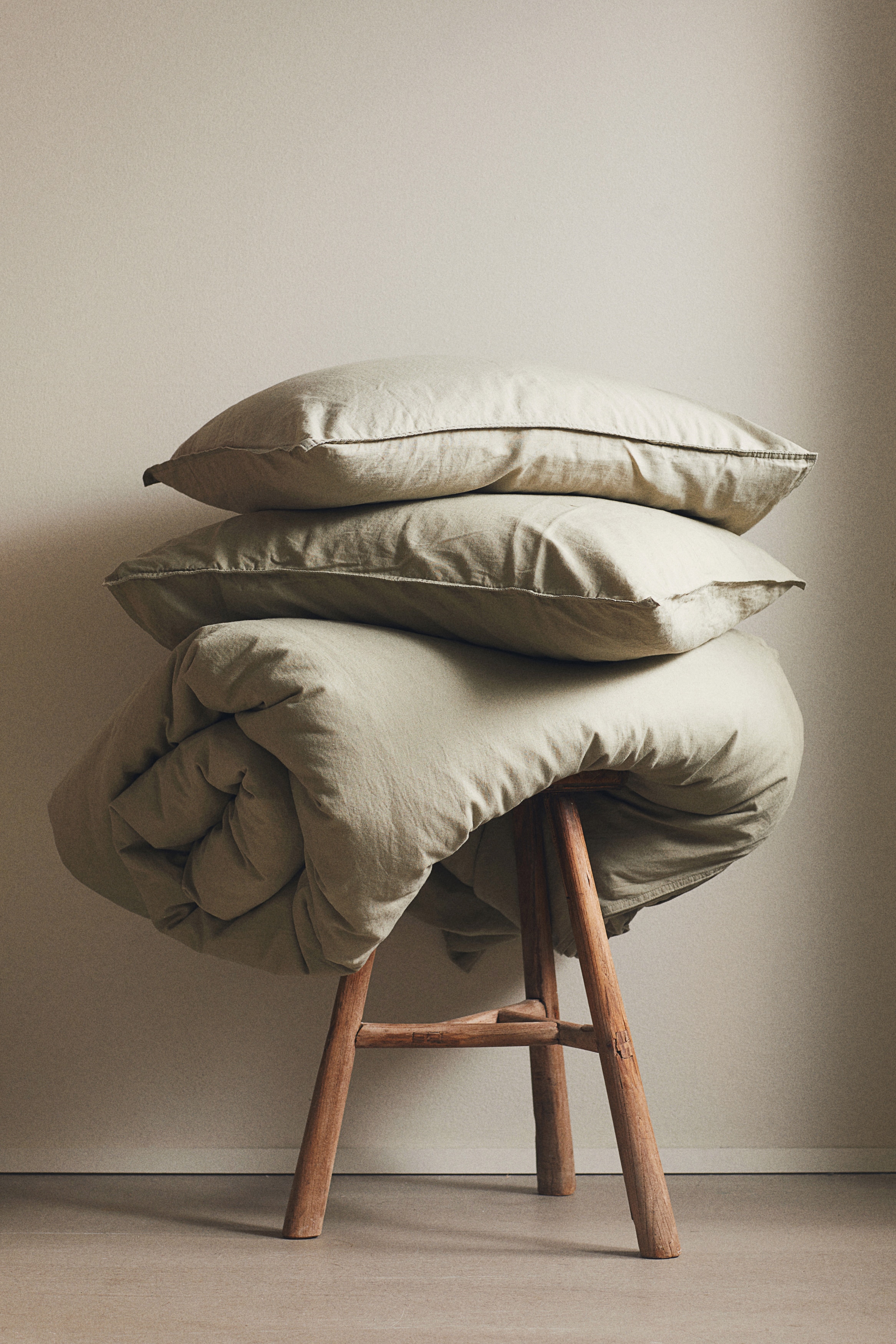 Conjunto de funda nórdica doble en mezcla de lino - Verde claro