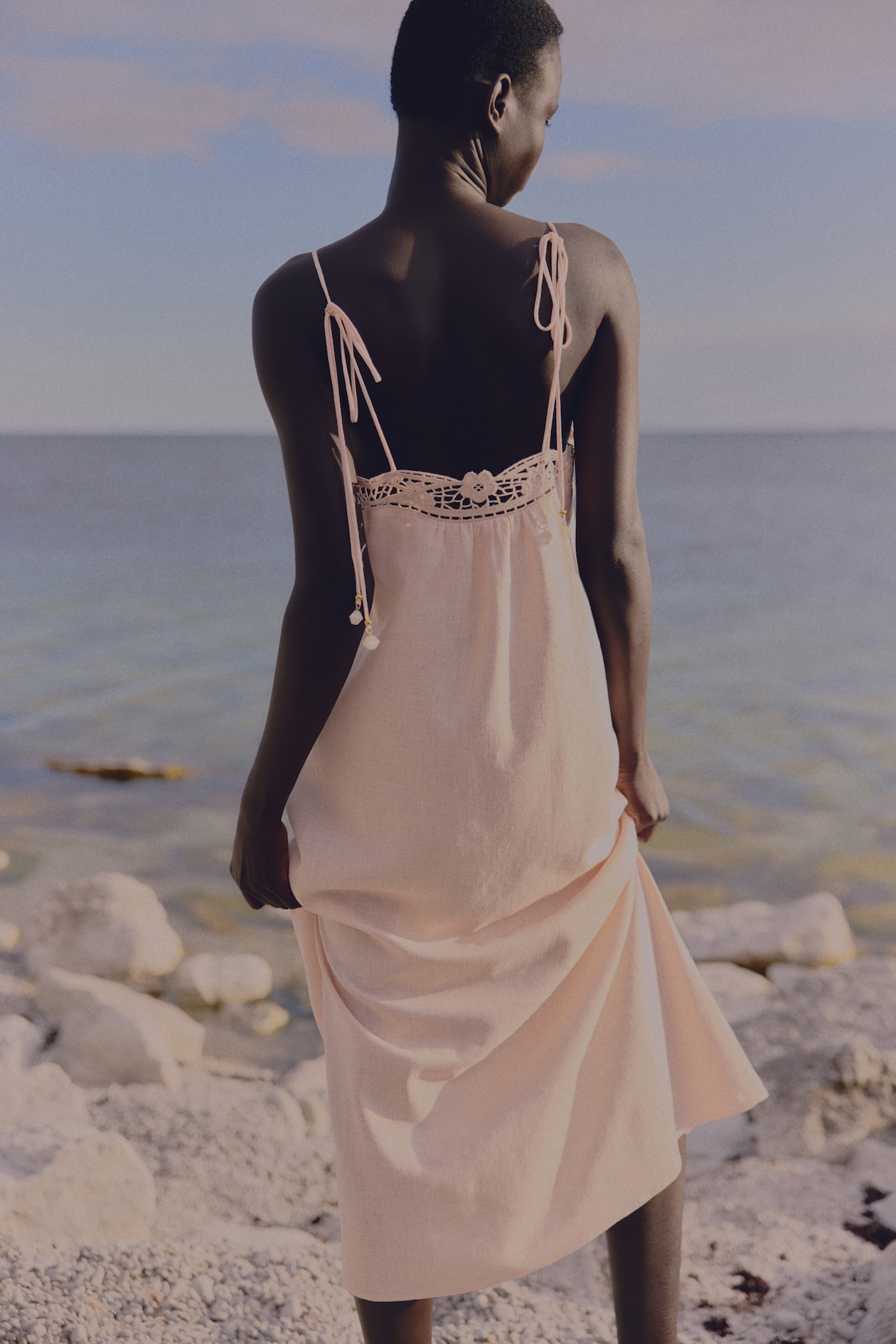 Eyelet-Embroidered Dress with Tie Shoulder Straps - image 3