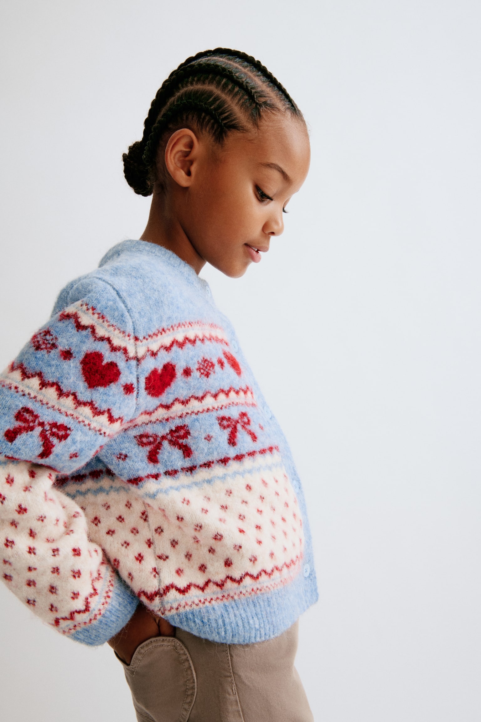 Детский кардиган H&M Jacquard-Knit, цвет: Пыльный синий — фото 6